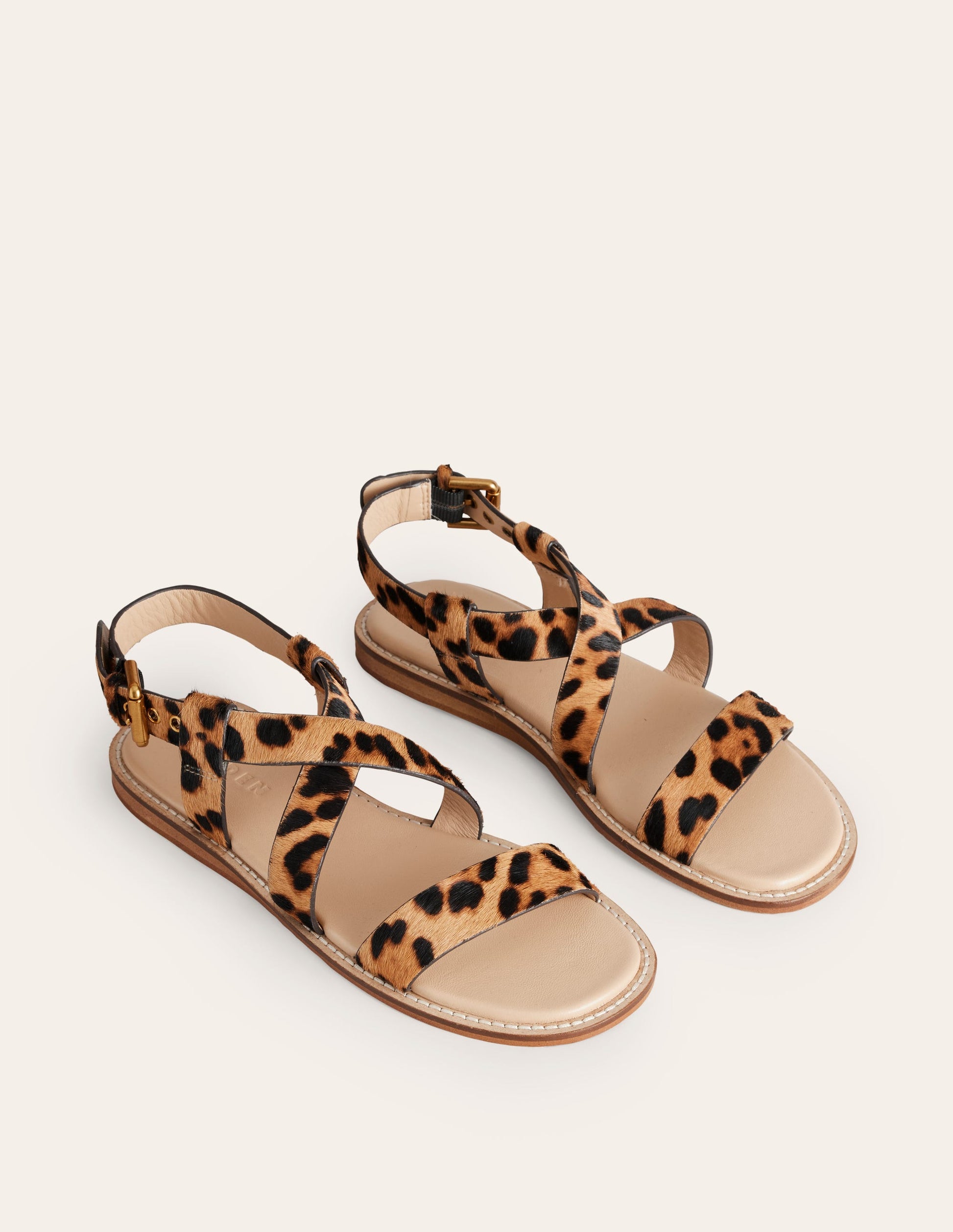 Flache Sandalen mit überkreuztem Riemen-Klassisches Leopardenmuster Ponyhaar-3