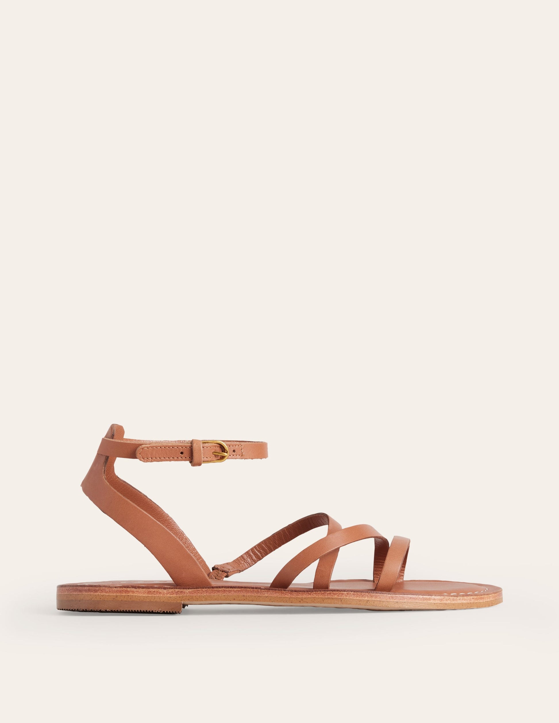 Flache Sandalen für jeden Tag-Hellbraun Leder-2