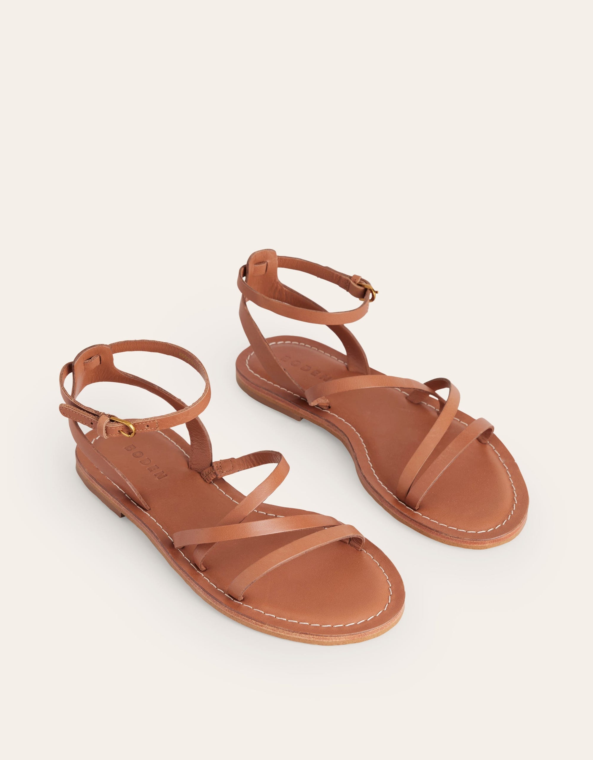 Flache Sandalen für jeden Tag-Hellbraun Leder - Image 3