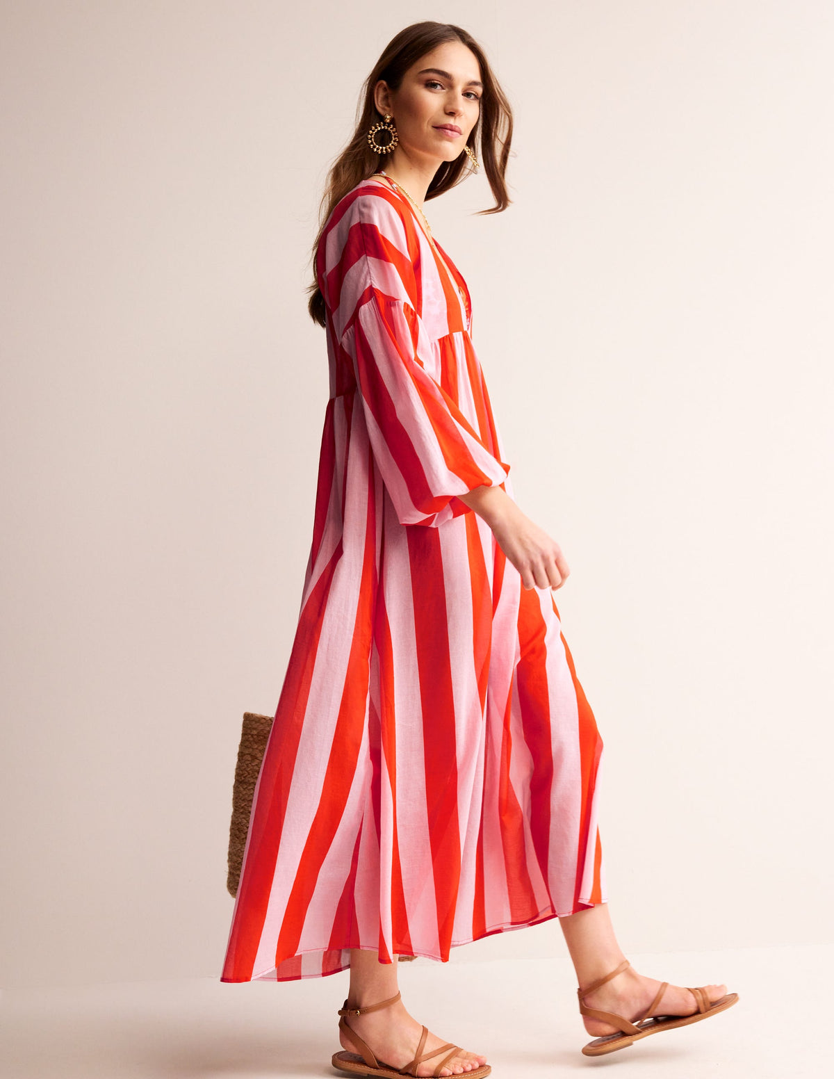 Robe longue Sarah façon caftan-Fiesta et orchidée - Image 1