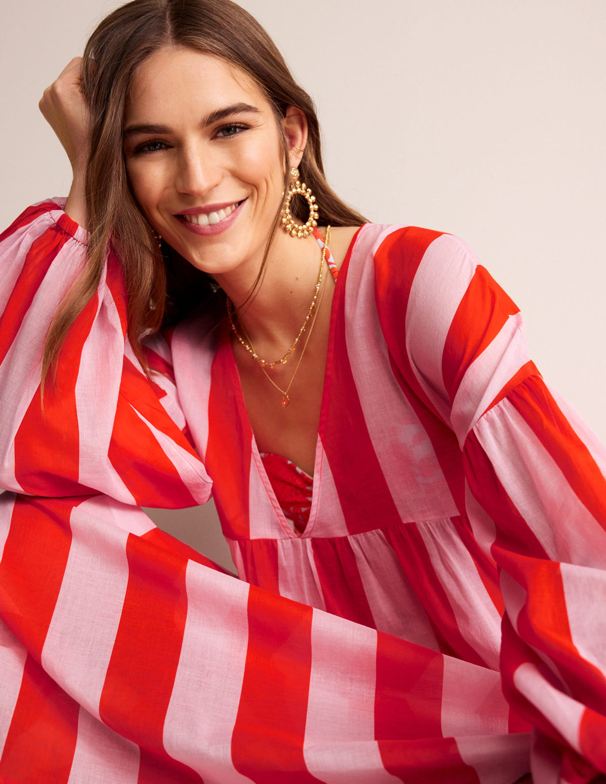 Robe longue Sarah façon caftan-Fiesta et orchidée-2
