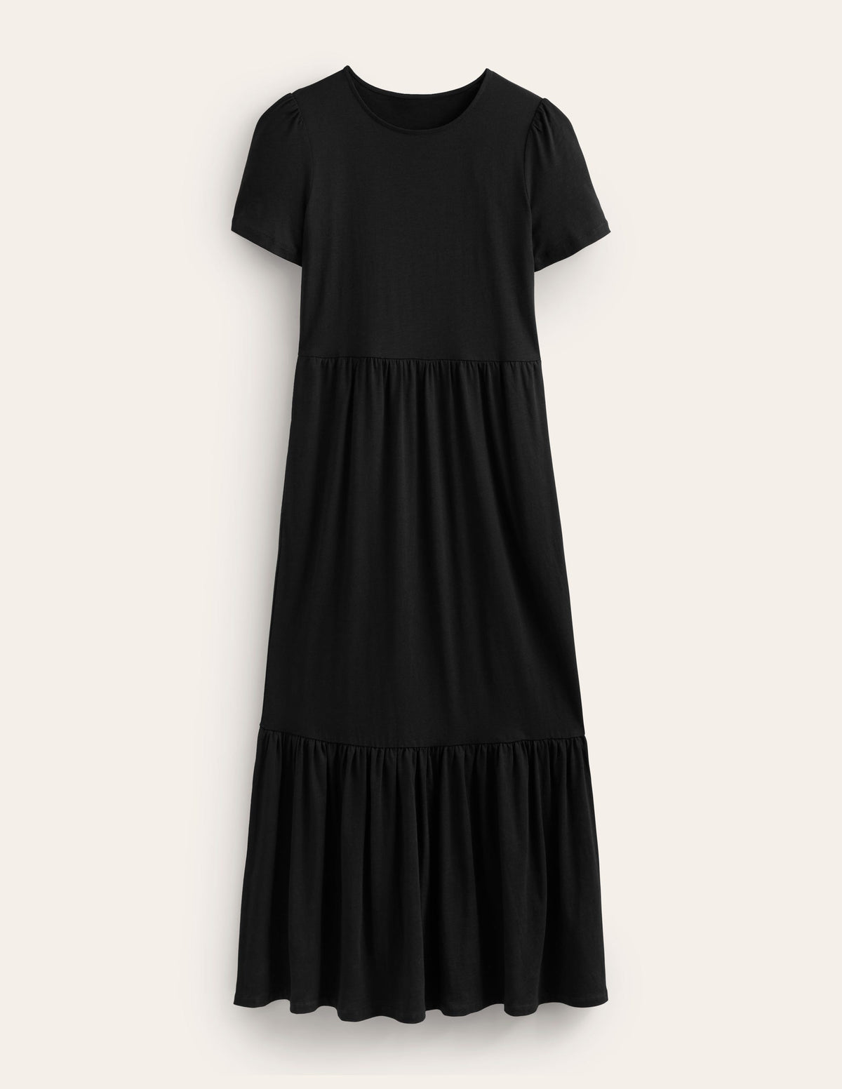 Emma Gestuftes Jersey-Midikleid-Schwarz - Image 5