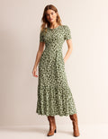 Emma Gestuftes Jersey-Midikleid-Wintermoos, Tierisch Gepard