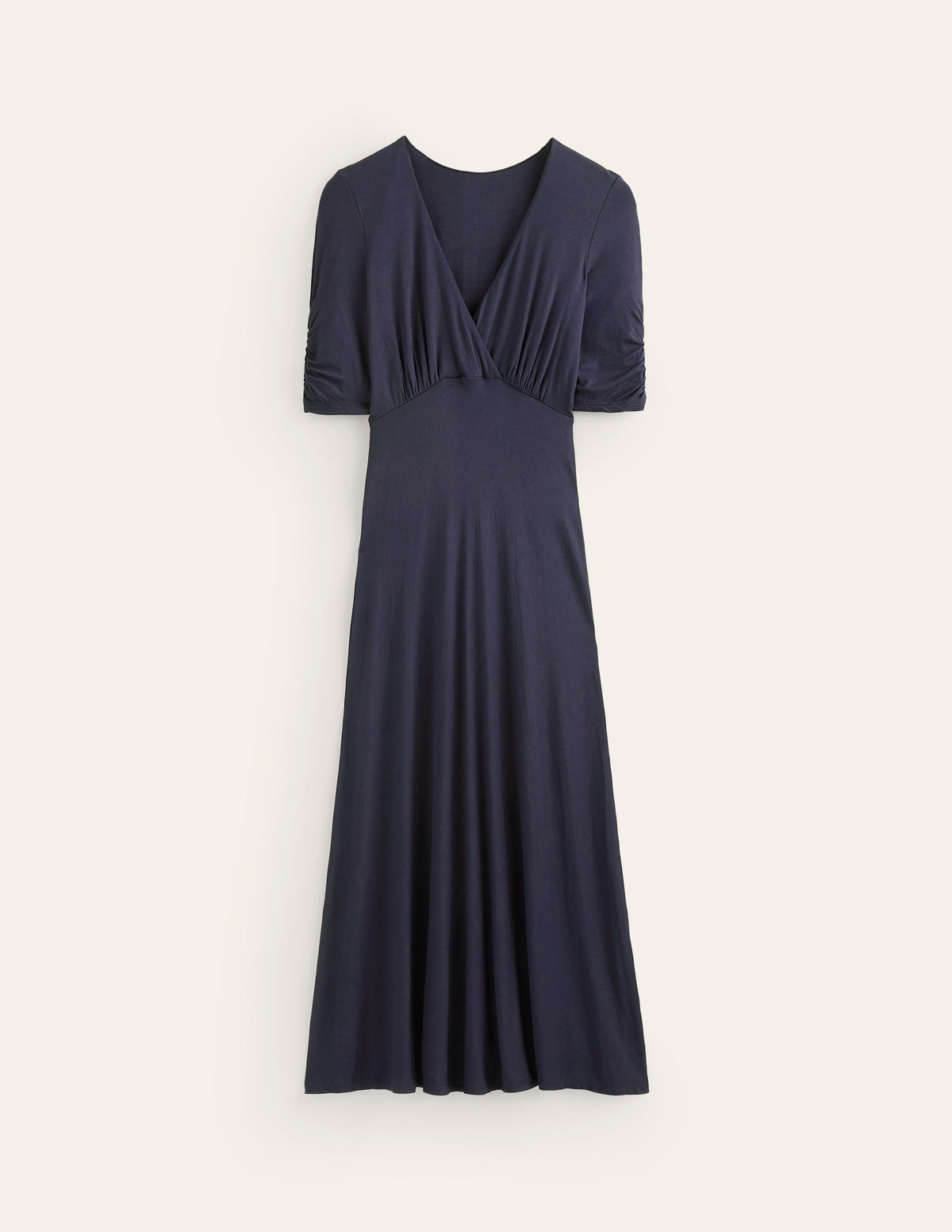 Robe midi style 40s Rebecca en jersey-Bleu marine-5