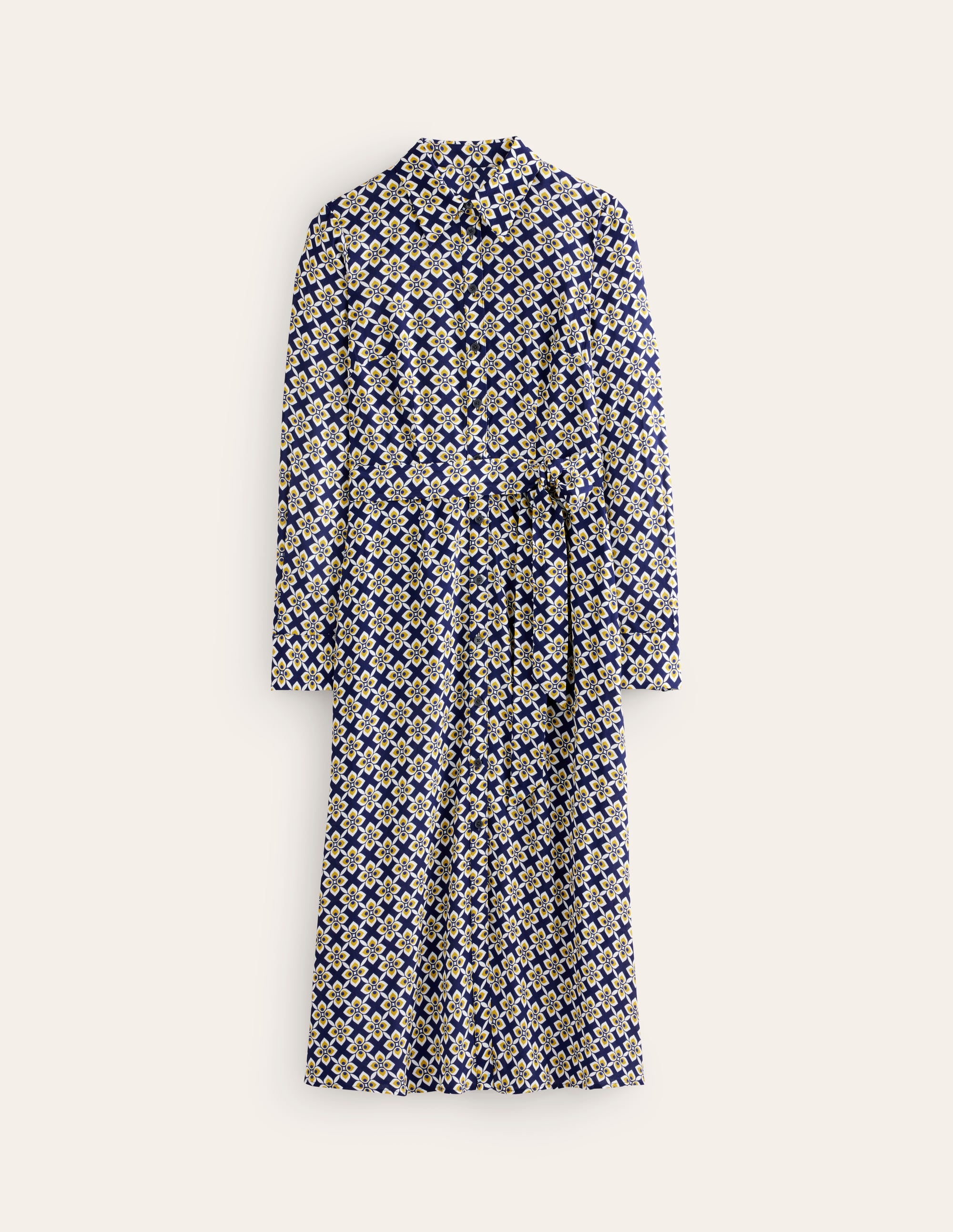 Kate Midi-Hemdblusenkleid-Antik Moos, Diamant Floral - Image 5