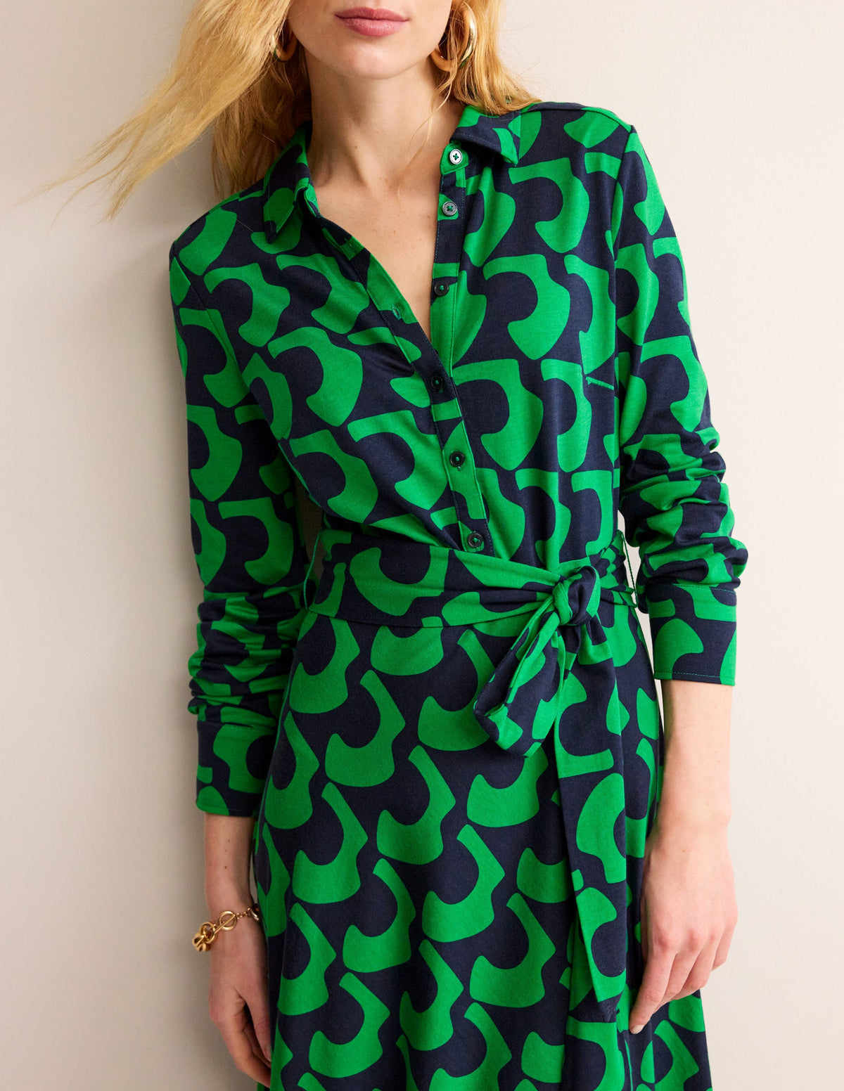 Laura Jersey Midi Shress-Green Tambourine, Arc Geo-2