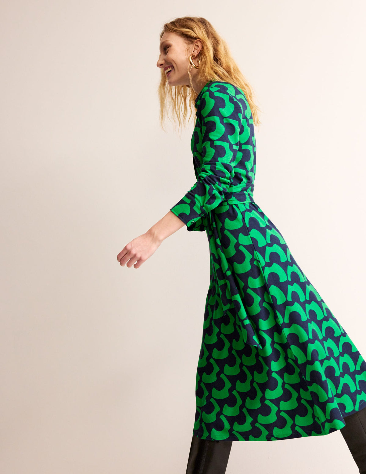 Laura Jersey Midi Shress-Green Tambourine, Arc Geo-4