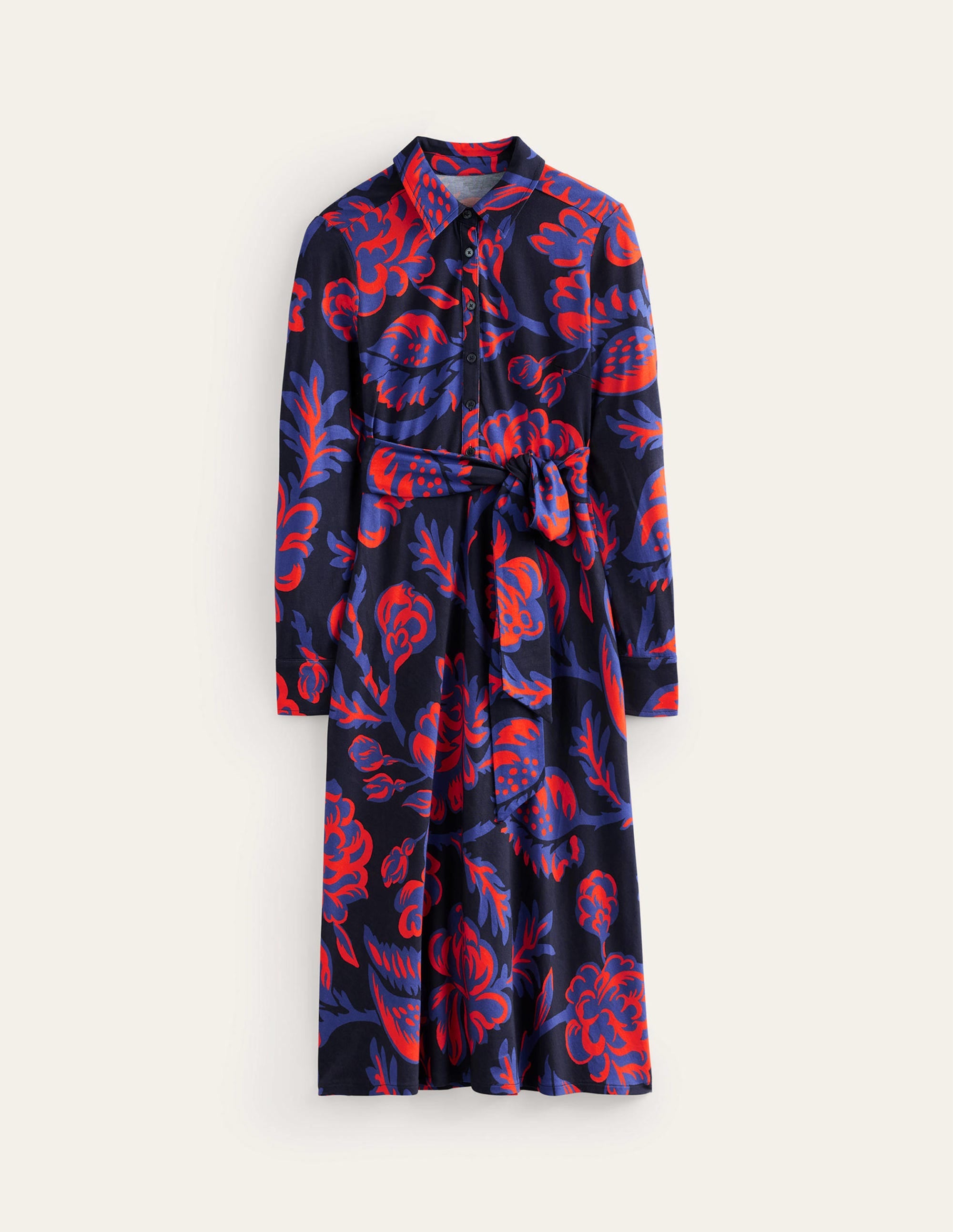 Laura Midi-Hemdblusenkleid aus Jersey-Französisches Marineblau, Rosenstrauch - Image 7
