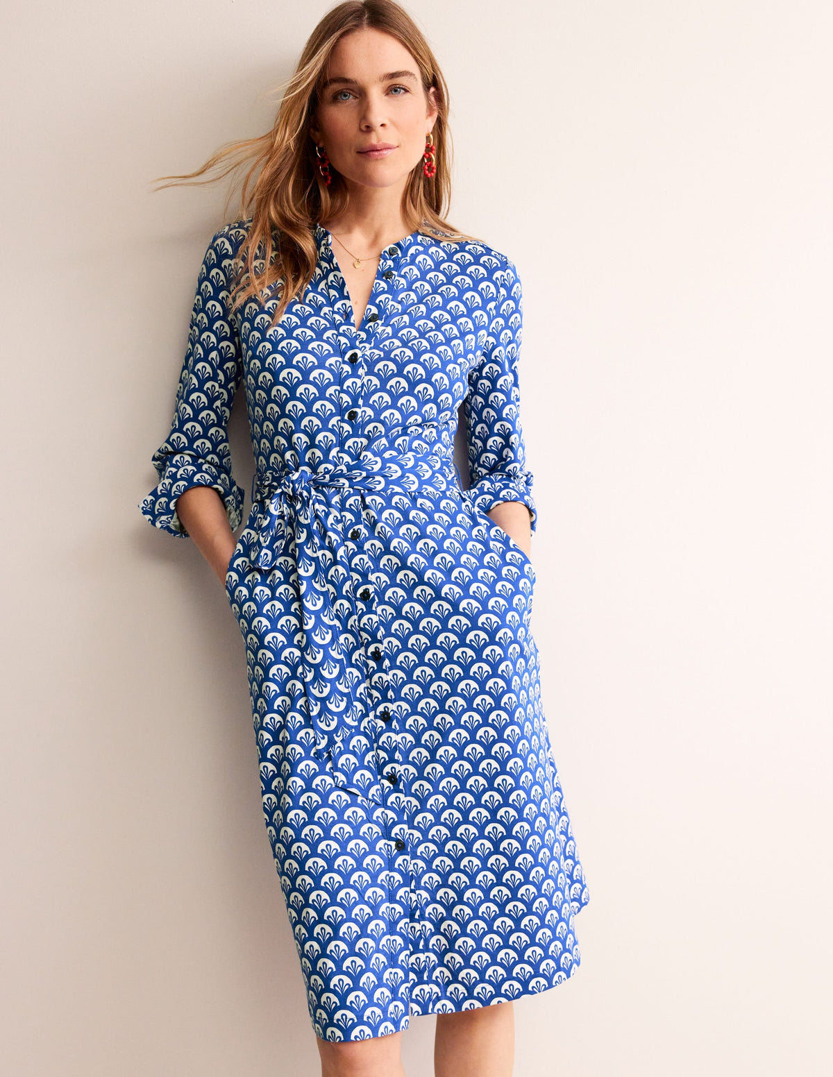 Julia Hemdblusenkleid aus Jersey-Surf The Web, Laub Geo-1