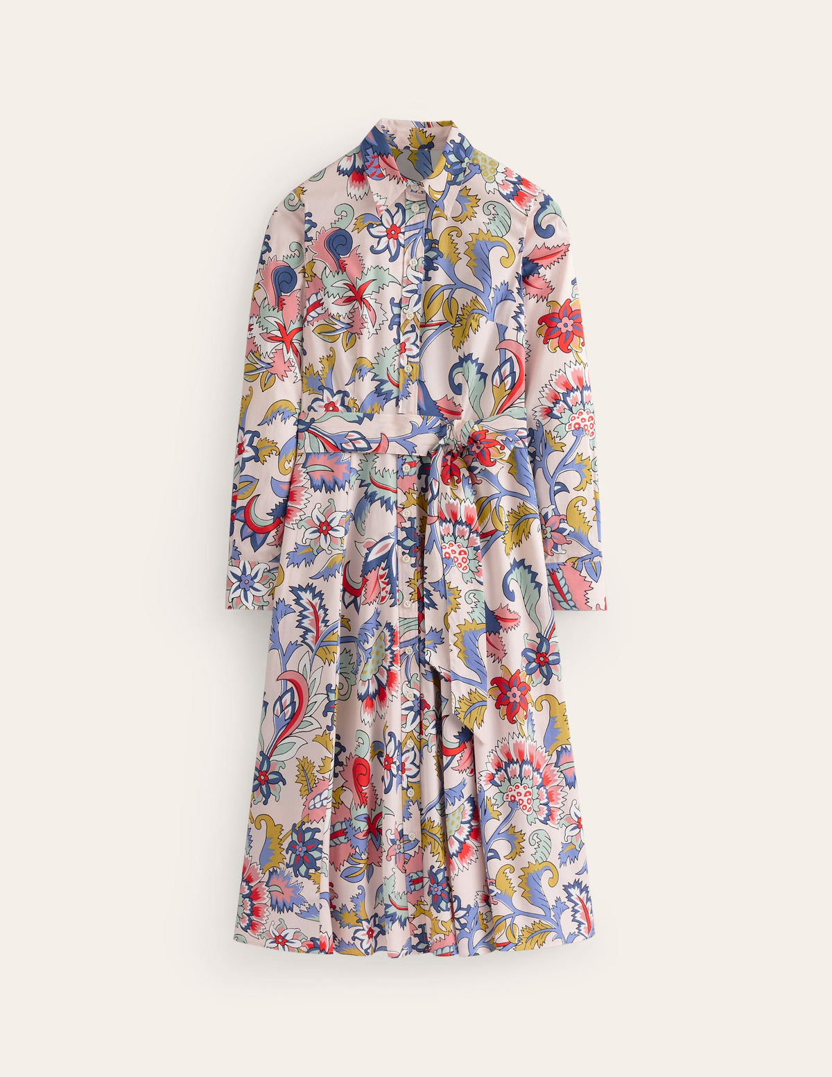 Amy Midi-Hemdblusenkleid aus Baumwolle-Marshmallow, Blumenstrauß - Image 6