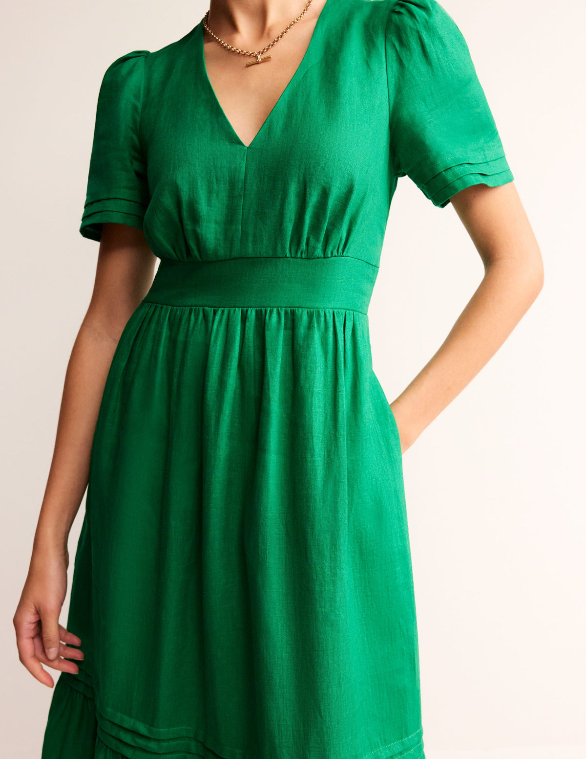 Eve Midikleid aus Leinen-Grünes Tamburin - Image 2