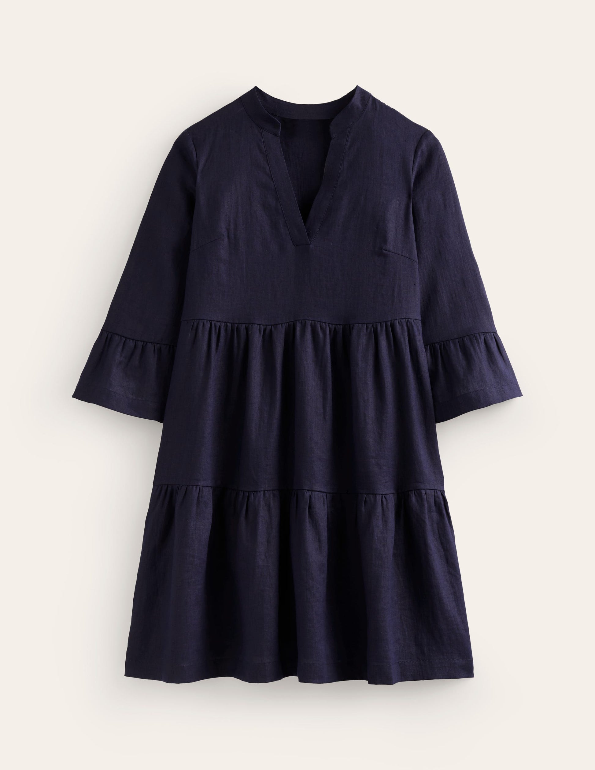Sophia Linen Short Dress-Navy-5