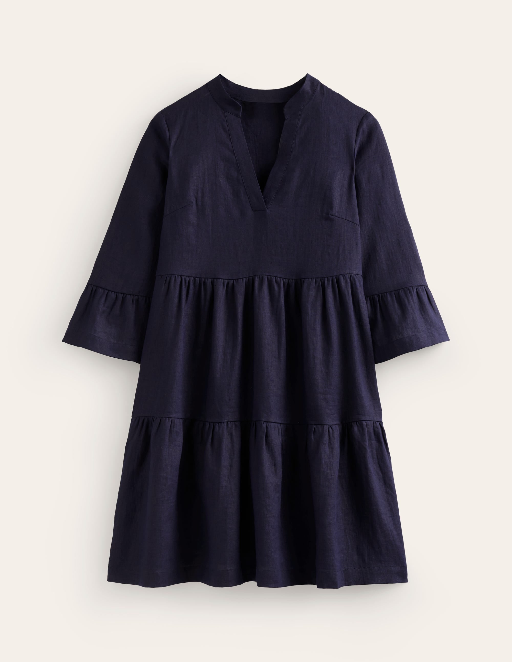 Sophia Linen Short Dress-Navy - Image 5