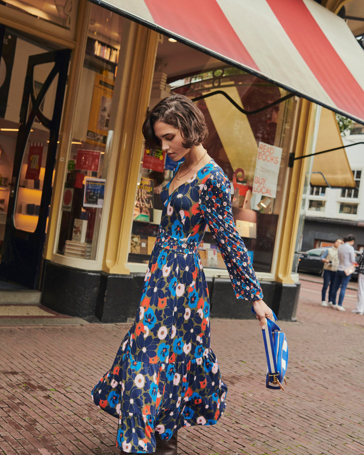 Kuddelmuddel Midikleid mit V-Ausschnitt-Wintermoos, Bloomsbury Pop-8