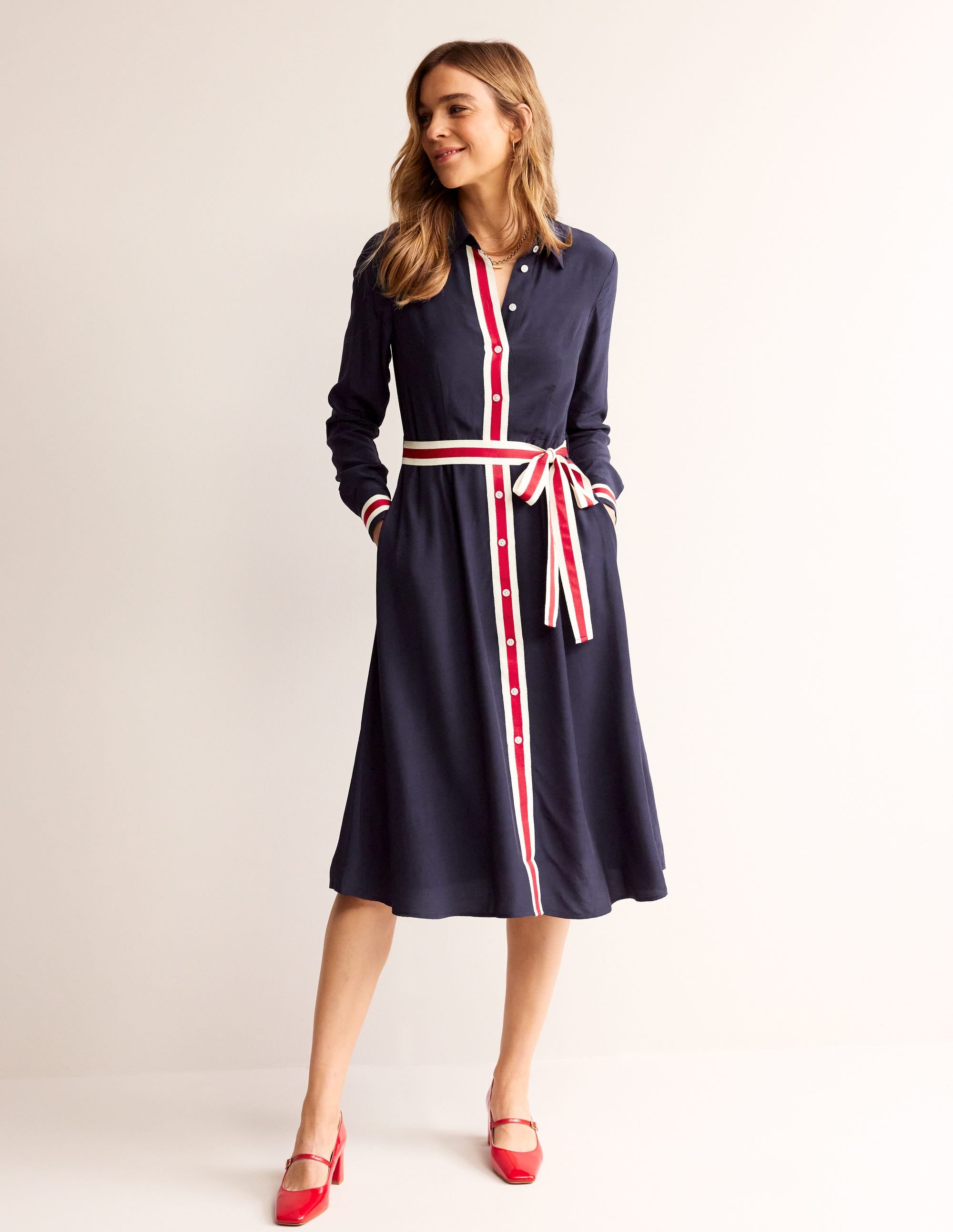 Kate Tipping Shirt Dress-Navy - Image 2