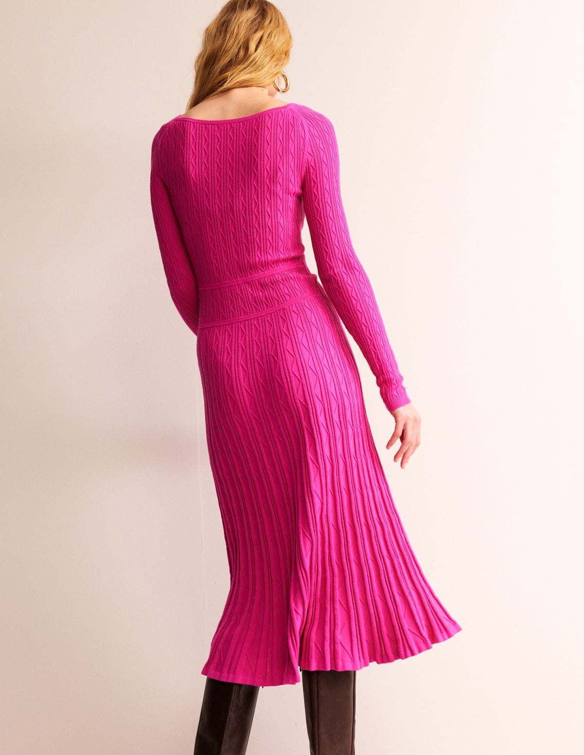 Robe taille empire Imogen en maille-Rose violet-4