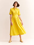 Louise Midi-Hemdblusenkleid aus Leinen-Maracuja