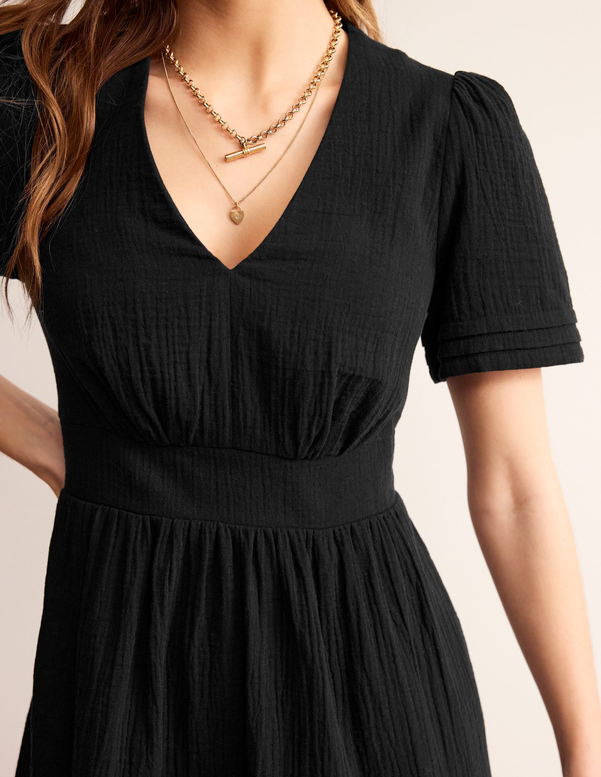 Robe courte Eve double-étoffe-Noir - Image 2