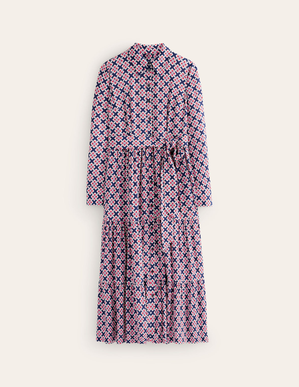 Flo Midi-Hemdblusenkleid-Mohnblumenrot, Diamant Floral - Image 5