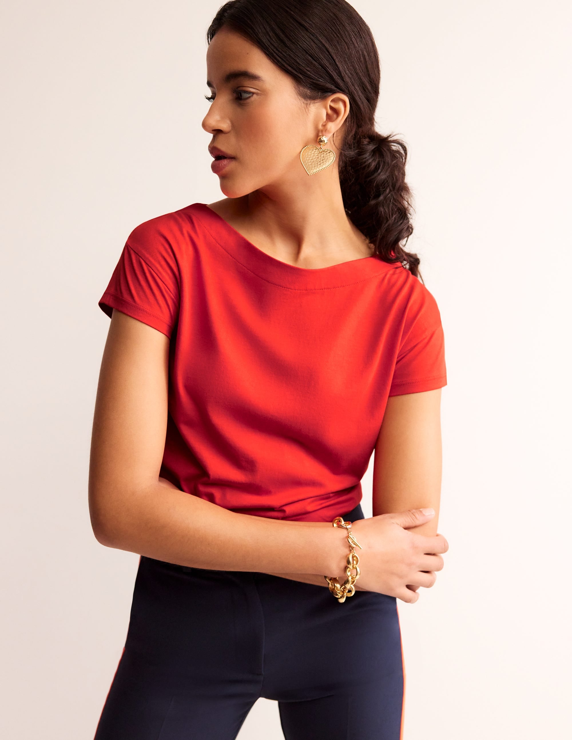 Supersoft Boat Neck T-Shirt-Poppy Red - Image 2