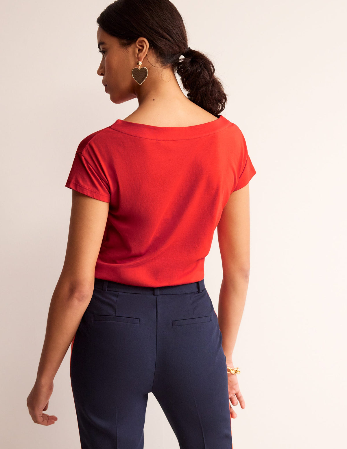 Supersoft Boat Neck T-Shirt-Poppy Red - Image 3