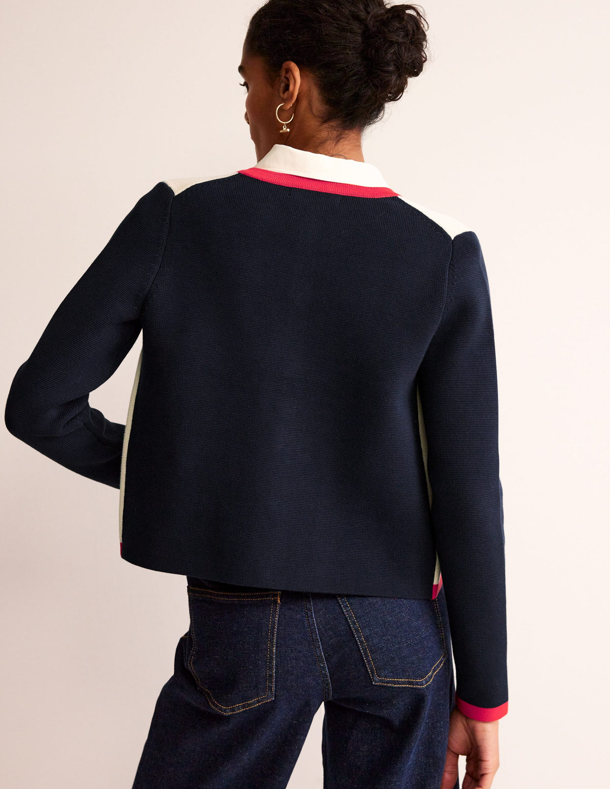 Holly Cardigan-Naturweiß/ Marineblau/ Rot-3