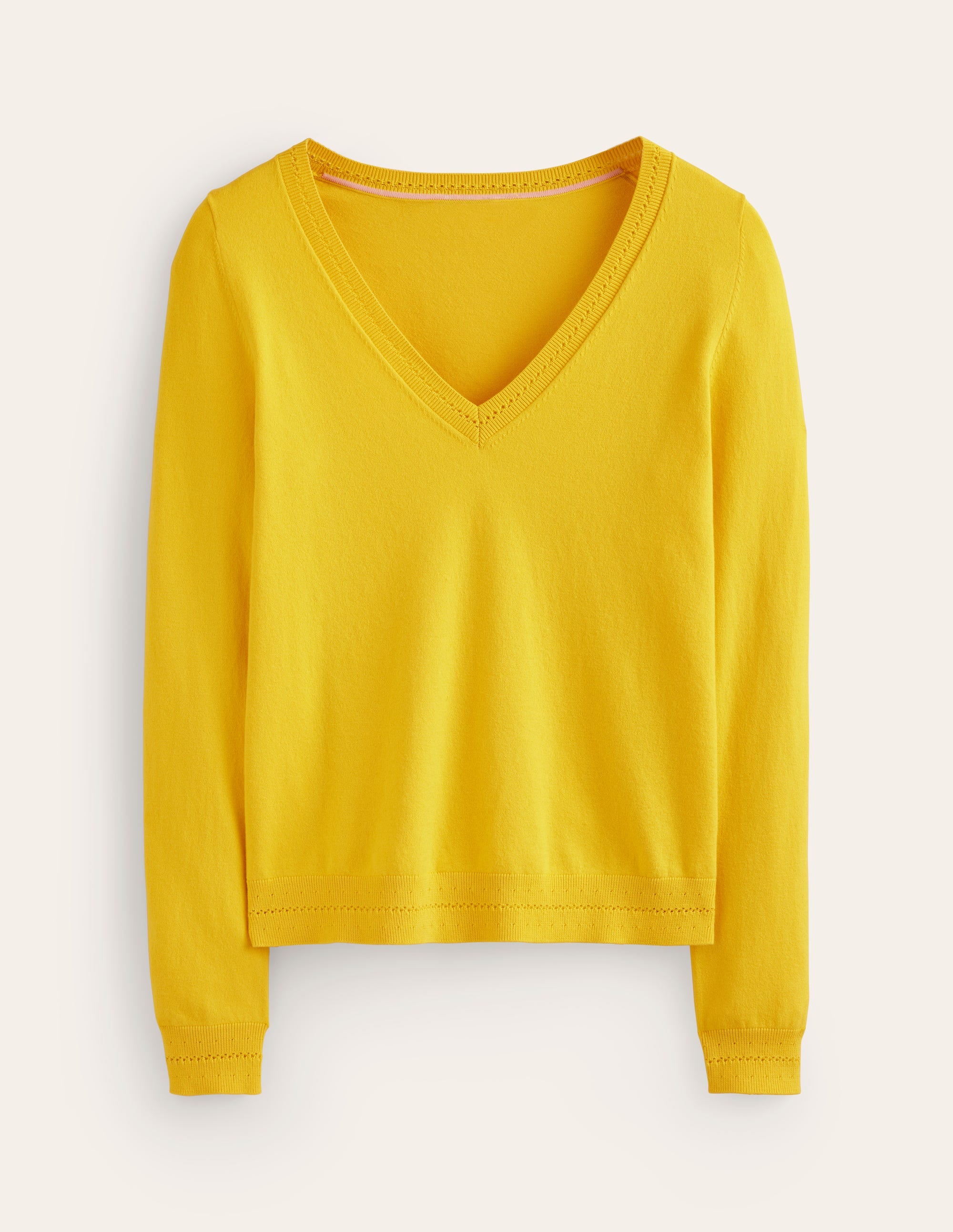 Catriona Pullover aus Baumwolle mit V-Ausschnitt-Maracuja-Gelb - Image 5
