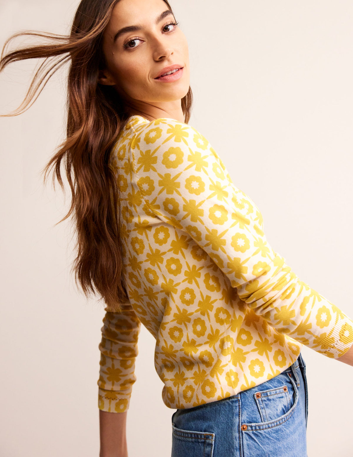 Catriona Pullover aus Baumwolle mit Rundhalsausschnitt-Maracuja Muster - Image 1