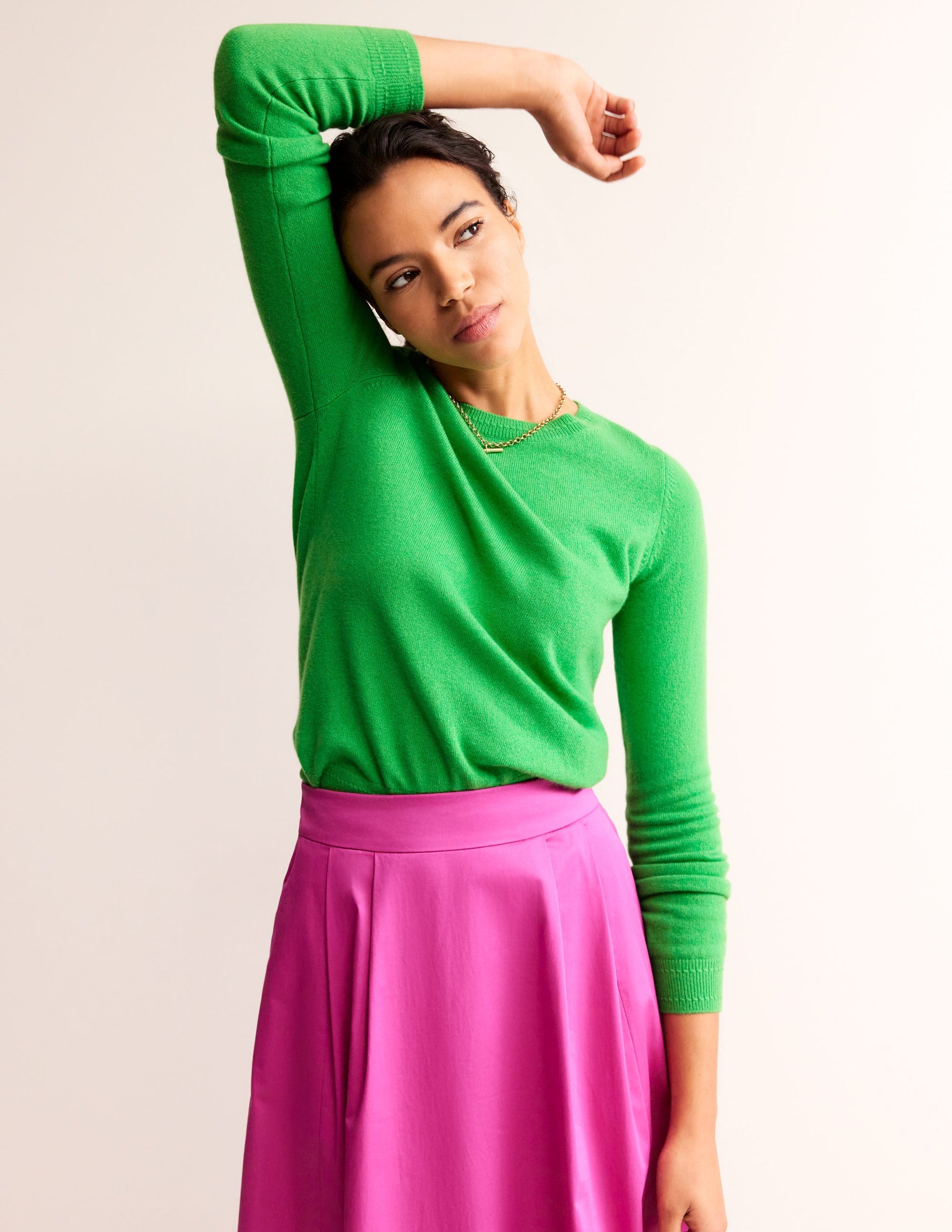 Eva Kaschmirpullover mit Rundhalsausschnitt-Strahlendes Grün-1