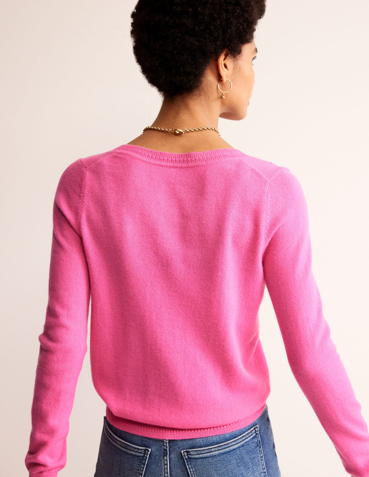 Eva Kaschmirpullover mit V-Ausschnitt-Sangria Sunset Pink - Image 4
