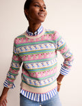 Edie Fair-Isle-Pullover-Warmes Naturweiß Hunde-Fair-Isle