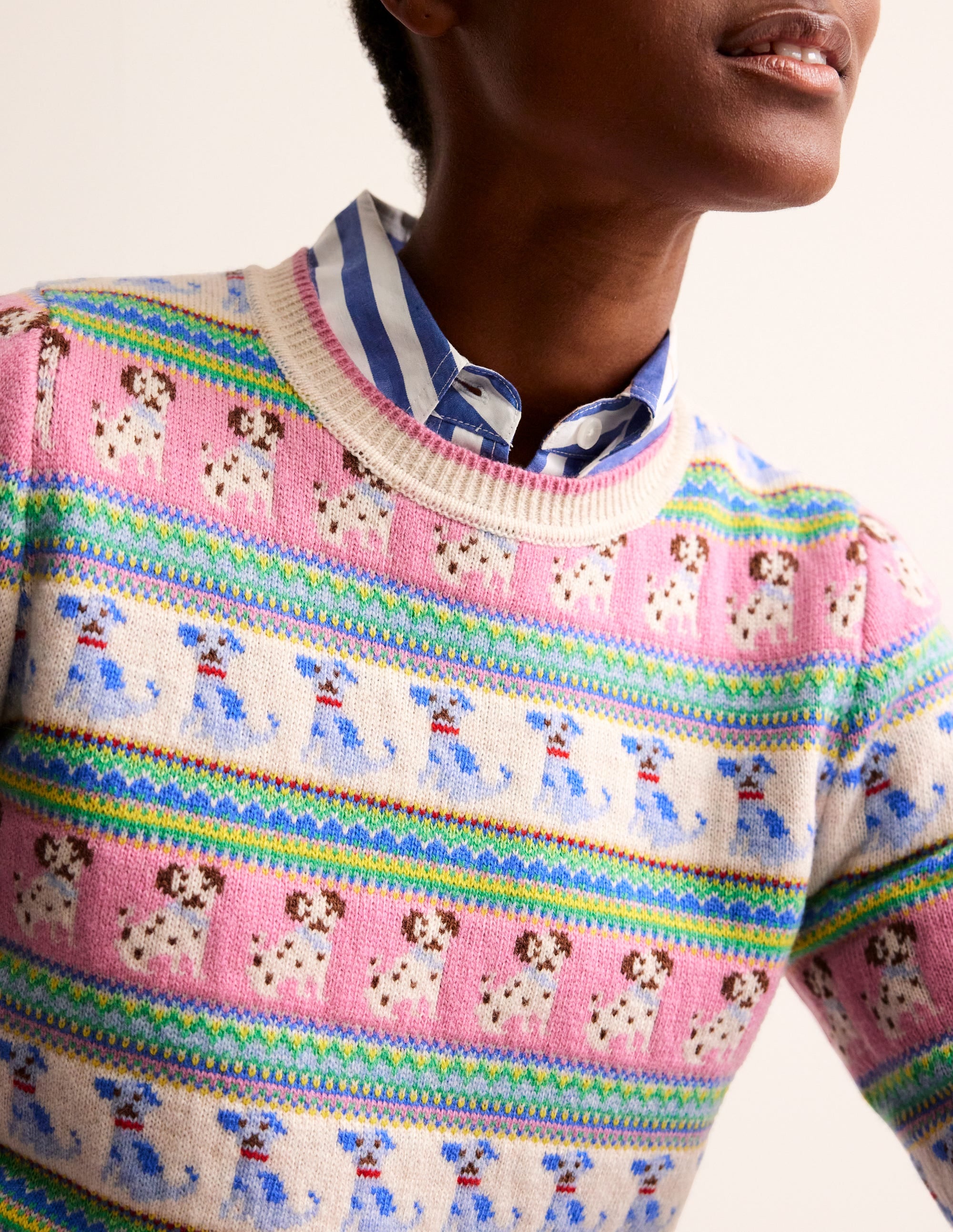 Edie Fair-Isle-Pullover-Warmes Naturweiß Hunde-Fair-Isle - Image 2