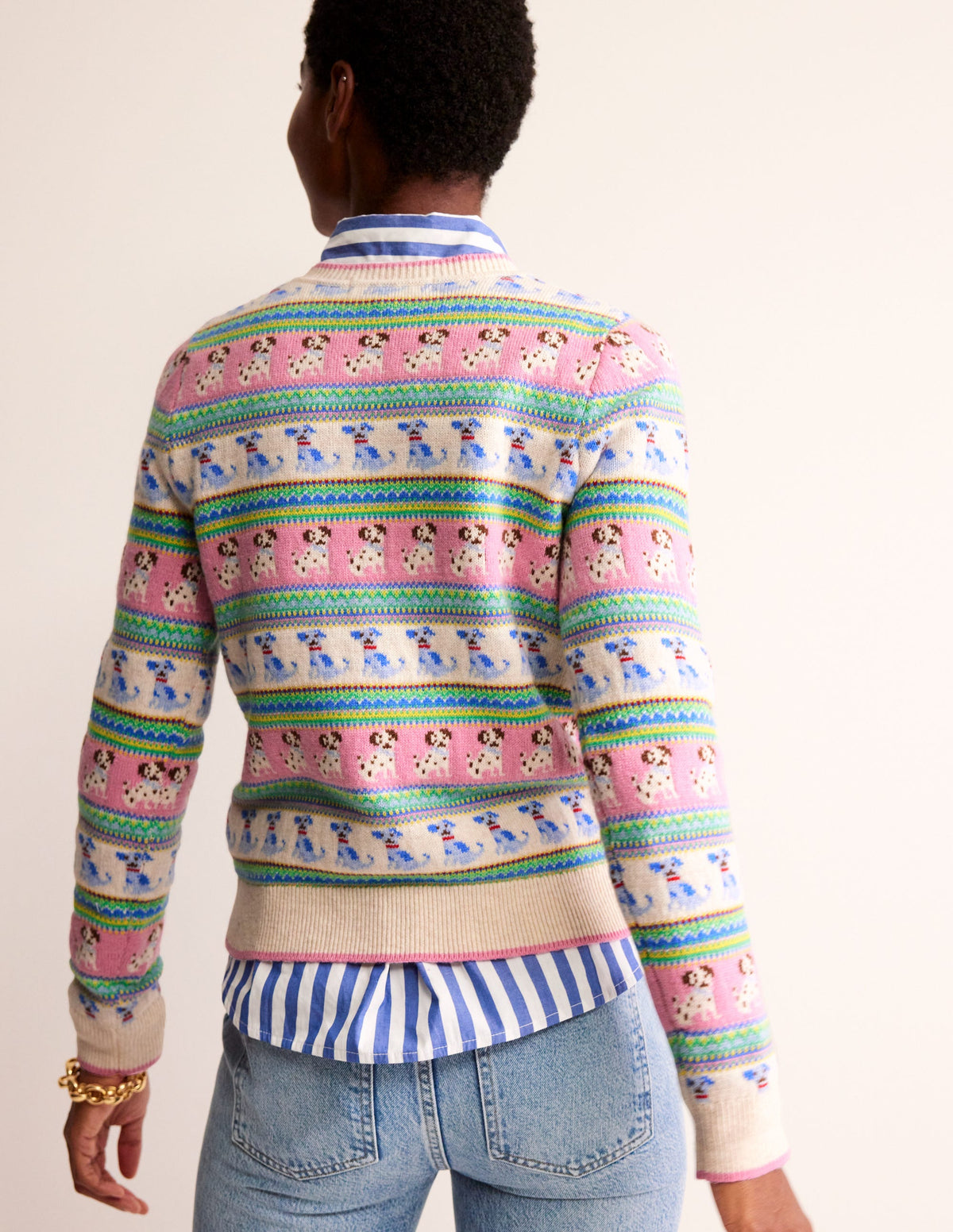 Edie Fair-Isle-Pullover-Warmes Naturweiß Hunde-Fair-Isle-3