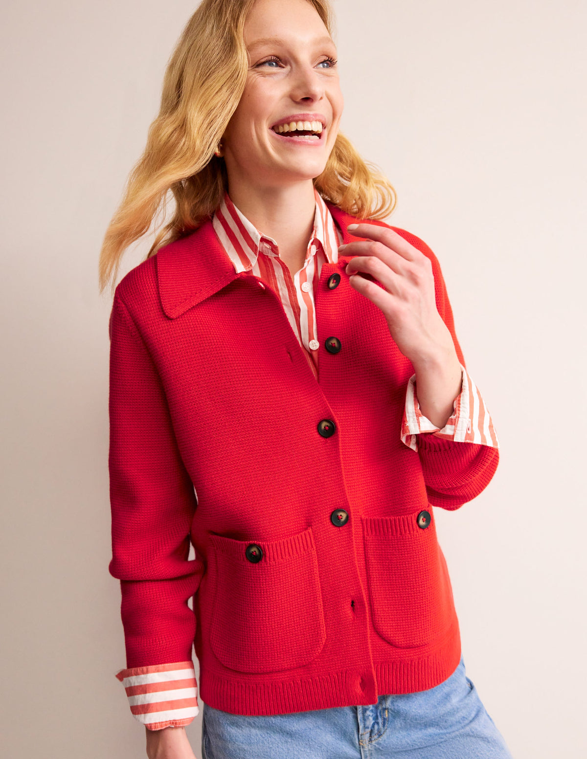 Emily Strickjacke aus Wollmischgewebe-Signalrot - Image 1