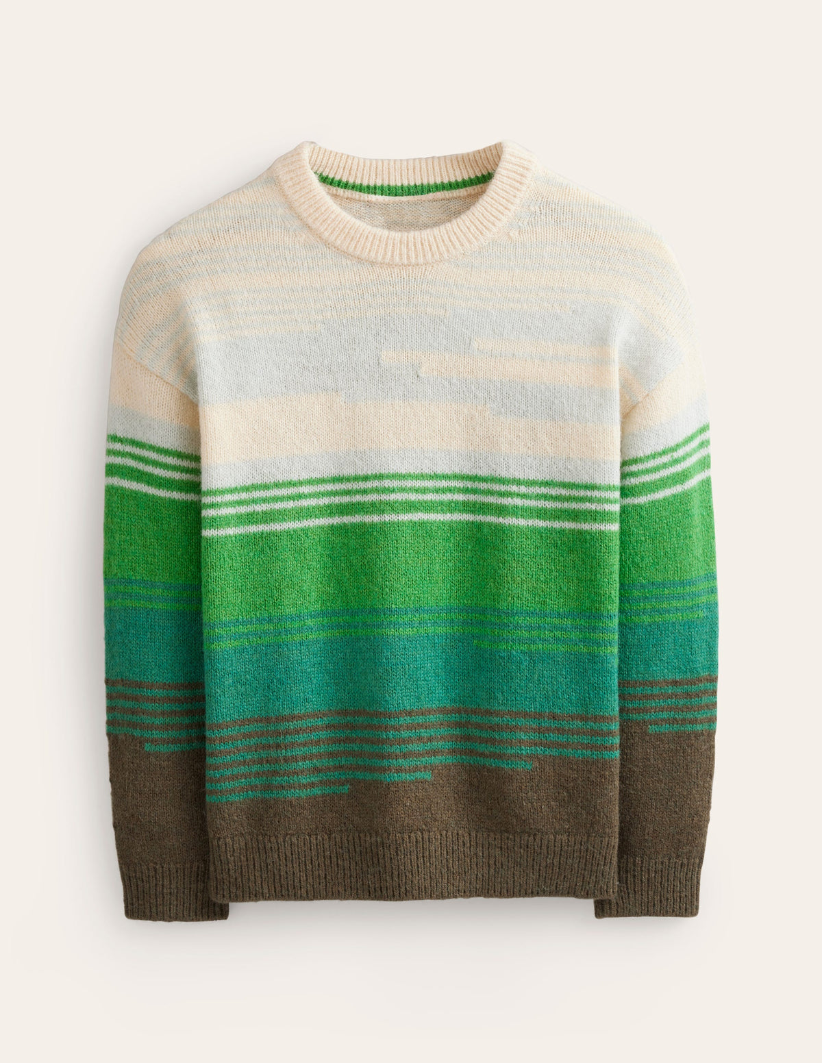 Pull col rond à motif paysage-Vert vif, paysage intarsia-5