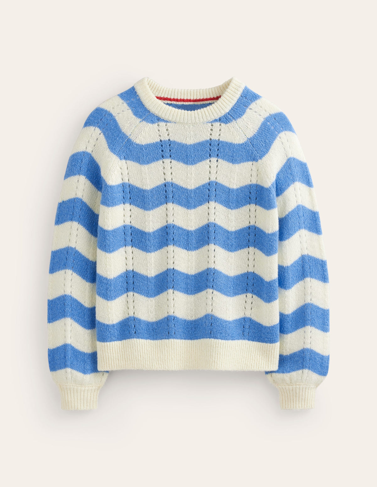 Flauschiger Pullover mit Wellendesign-Surf The Web, Warmes Naturweiß Welle-6