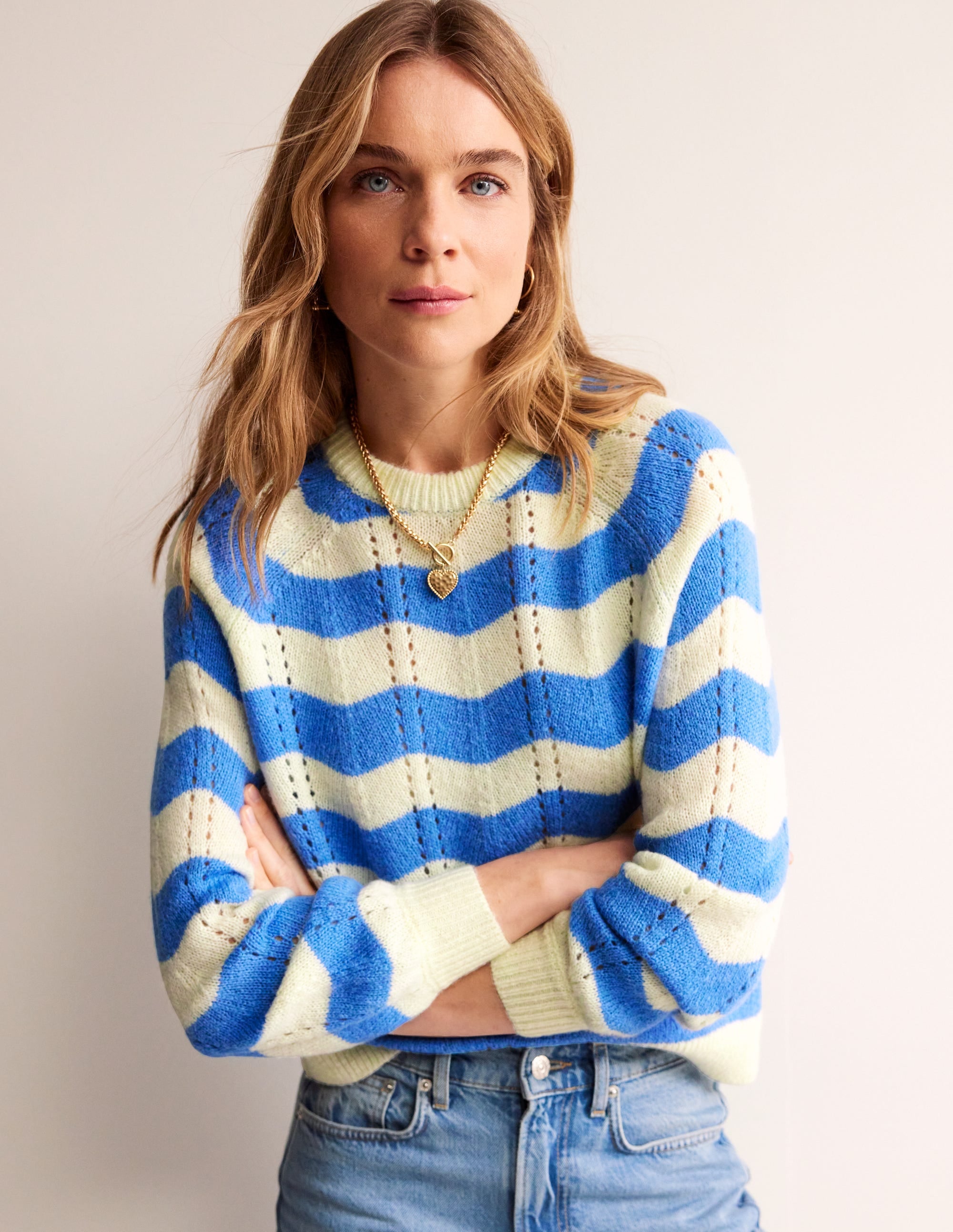 Flauschiger Pullover mit Wellendesign-Surf The Web, Warmes Naturweiß Welle - Image 5