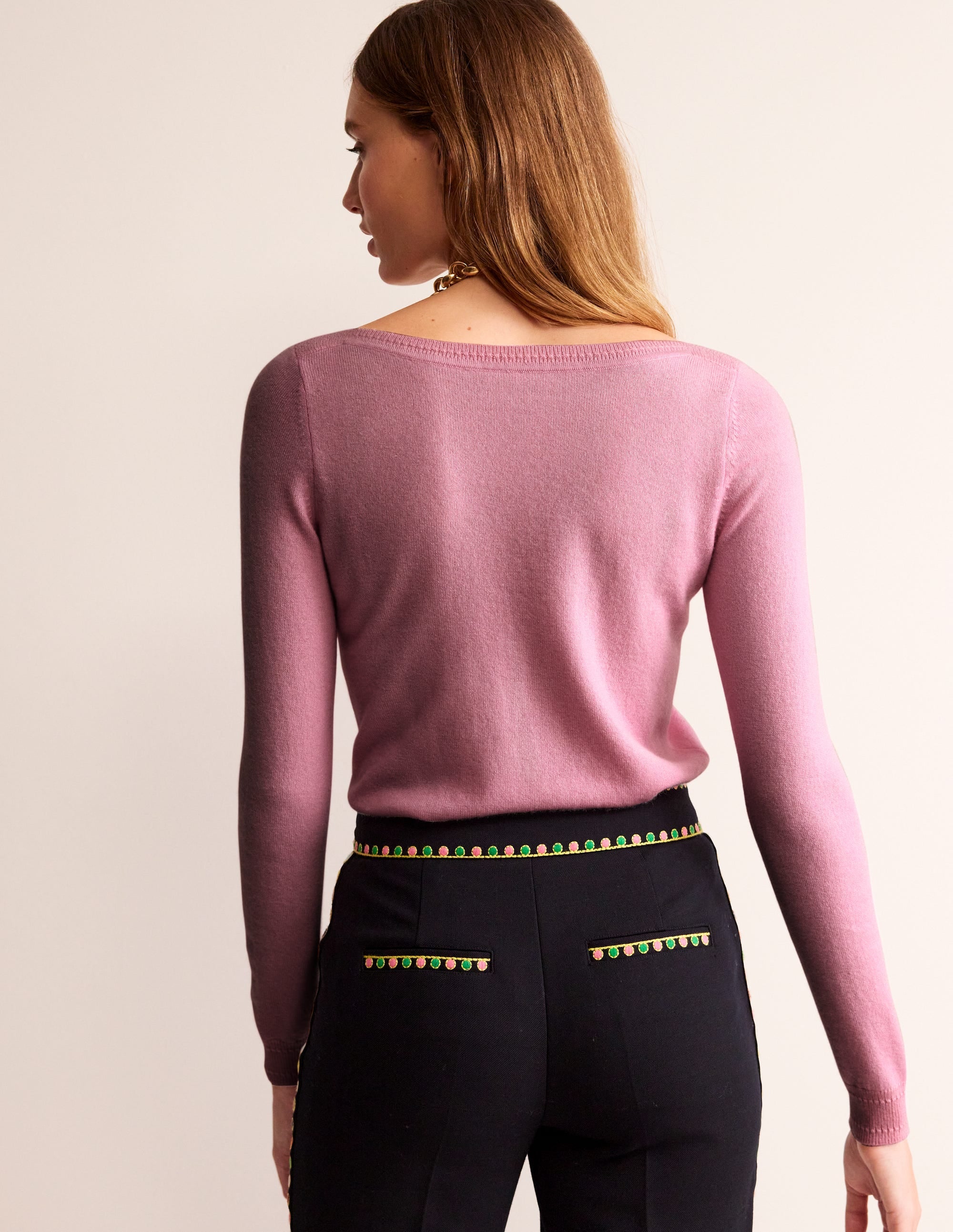 Eva Kaschmirpullover mit U-Boot-Ausschnitt-Orchideenrosa - Image 3
