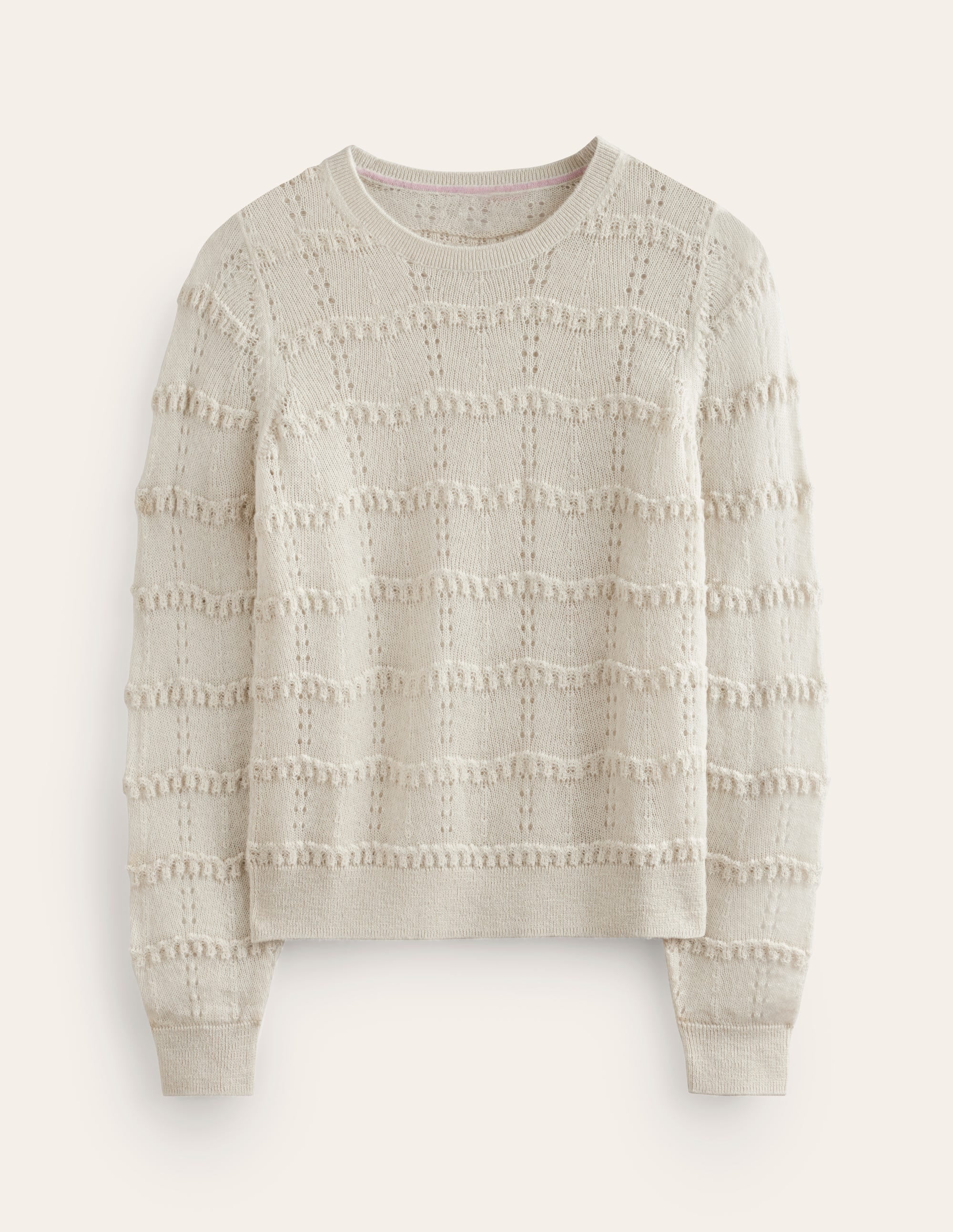 Kuscheliger Pullover mit Pointelle-Stickerei-Vanille - Image 5