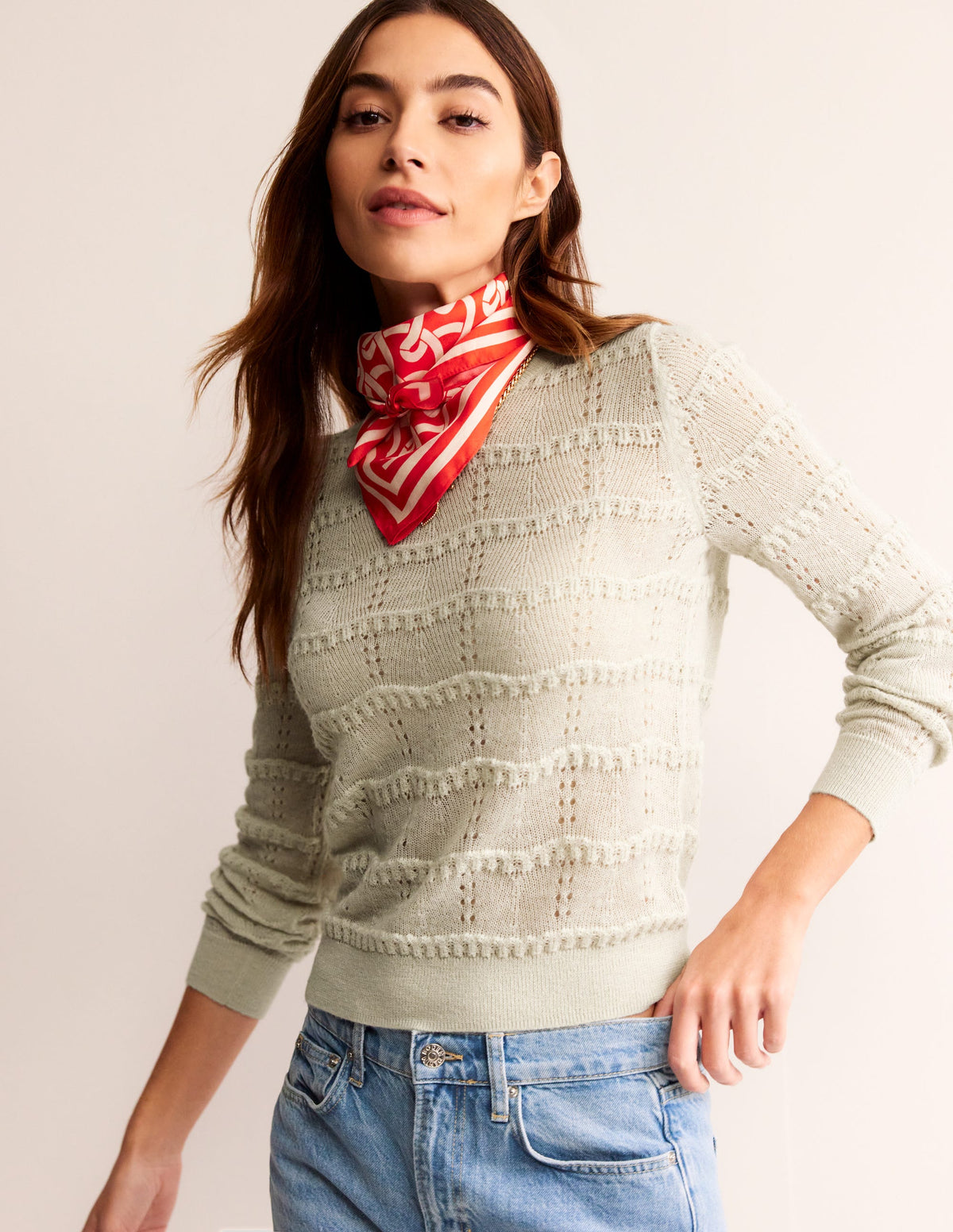 Kuscheliger Pullover mit Pointelle-Stickerei-Vanille - Image 1