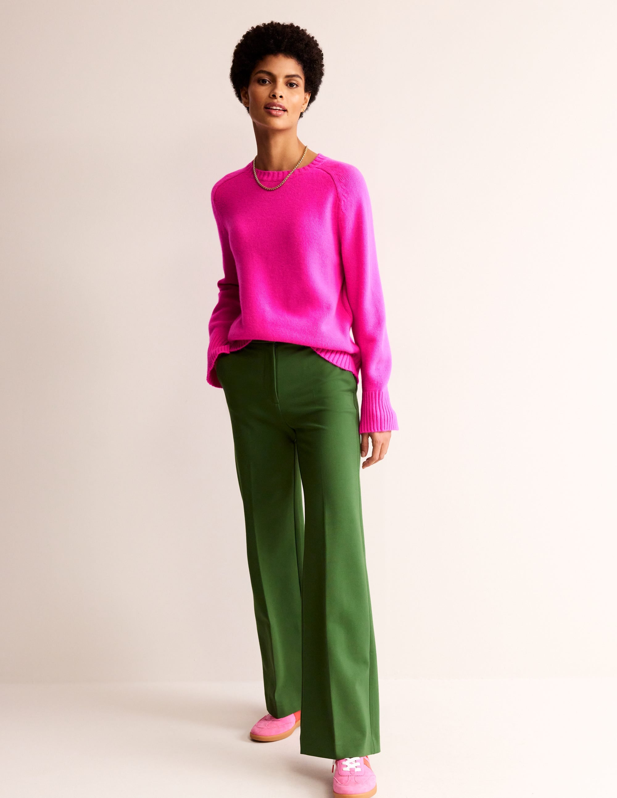 Kaschmirpullover mit geschlitzter Manschette-Knalliges Stiefmütterchen Rosa - Image 4