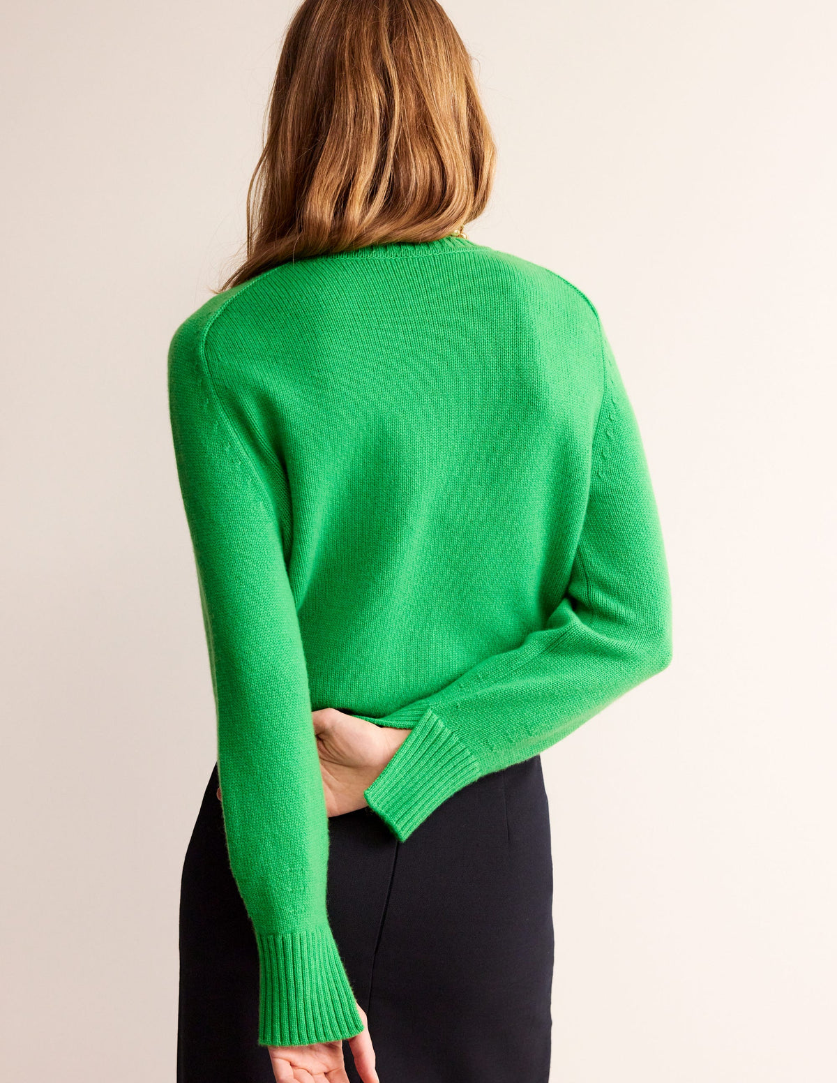 Pull en cachemire fendu aux poignets-Vert vif - Image 3