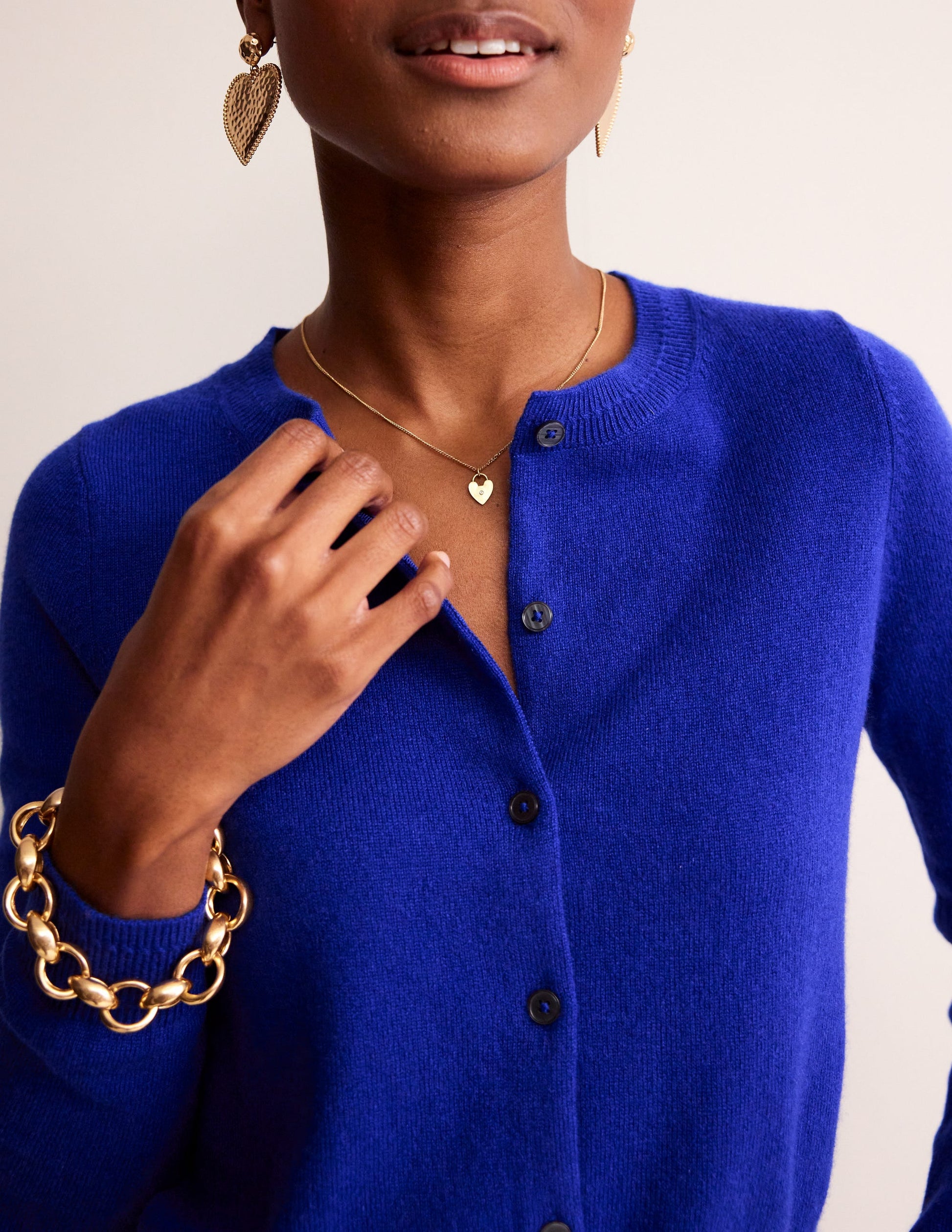 Eva Cashmere Cropped Cardigan-Bright Blue-2