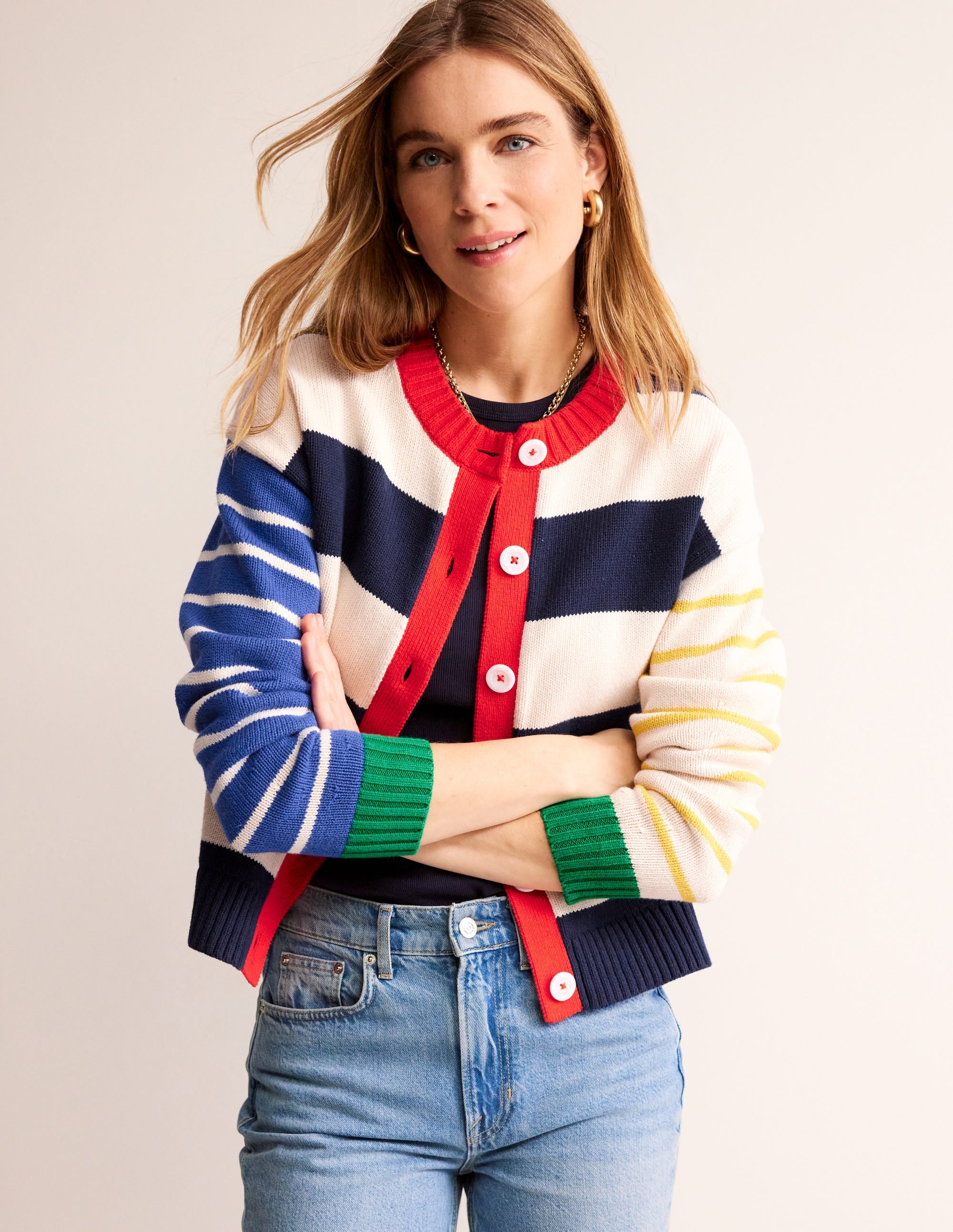 Kuddelmuddel Strickjacke aus Baumwolle-Bunt Gestreift - Image 1