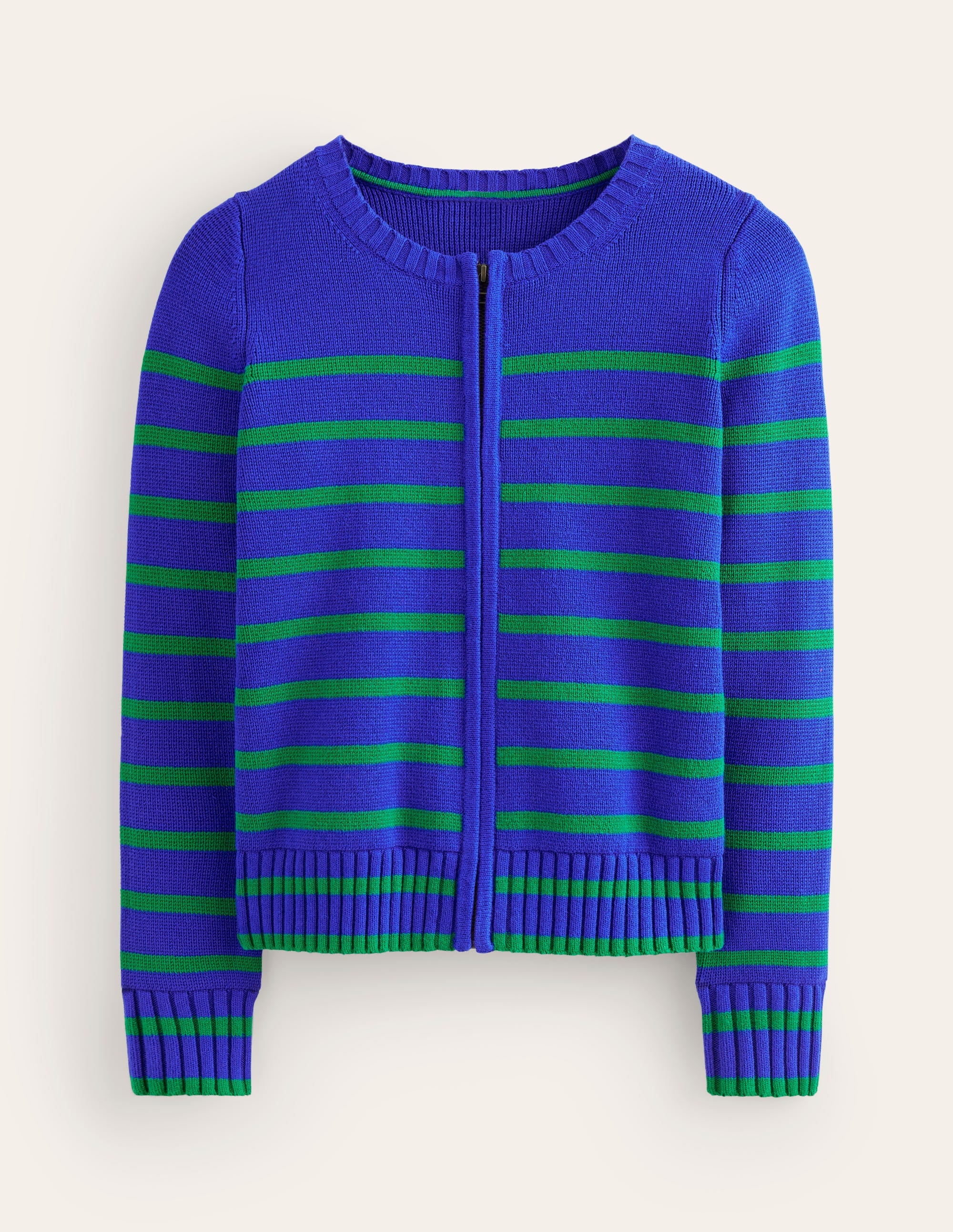 Cardigan style marinière en coton-Bleu connecté/vert - Image 6