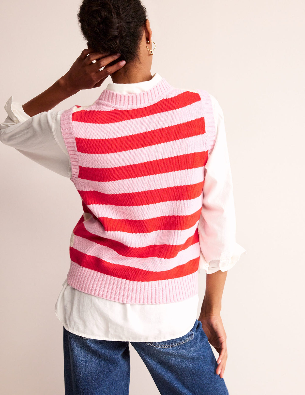 Hotch Potch Cotton Tank-Blossom Pink, Flamenco Red - Image 3