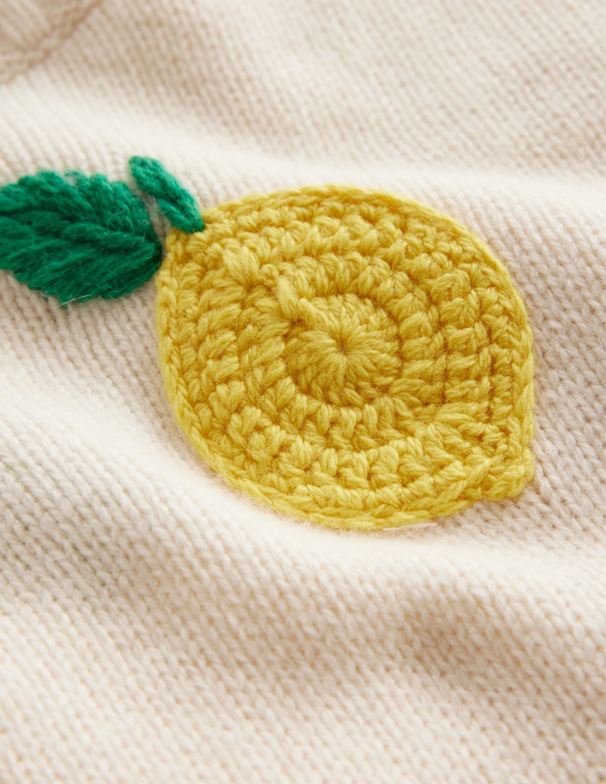 Handbestickter Pullover-Warmes Naturweiß, Zitronen-6