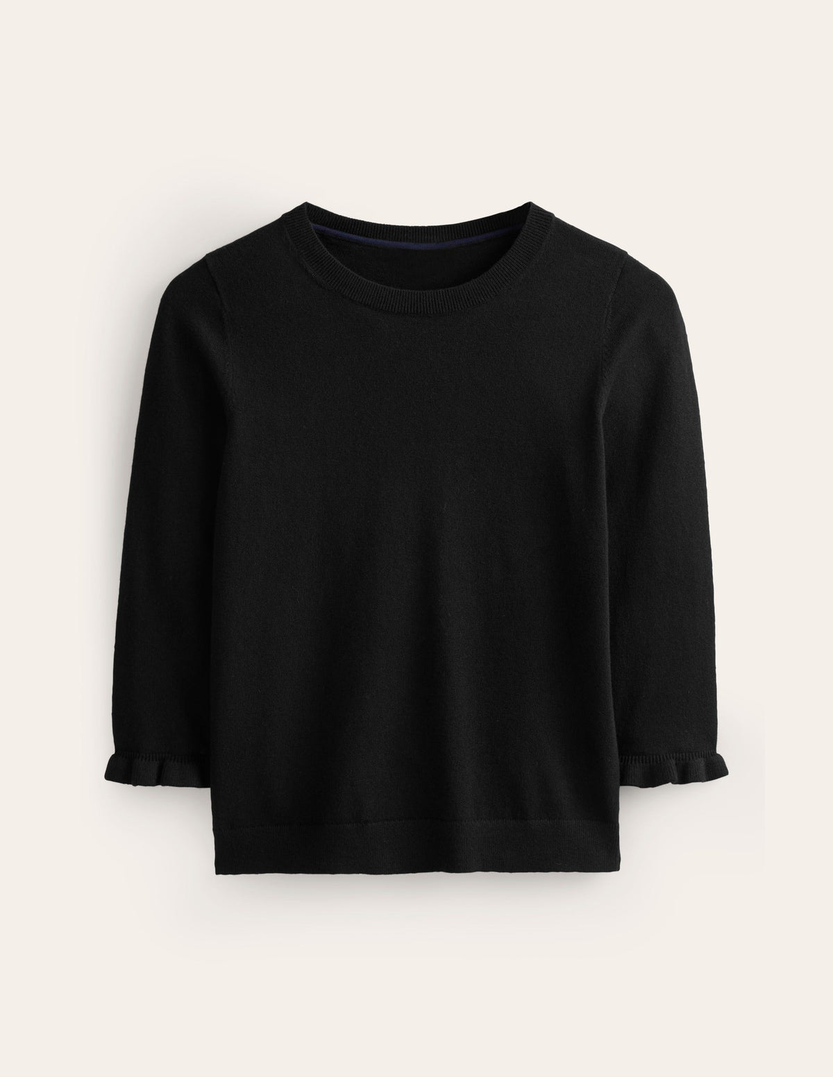 Rüschen-Pullover aus Baumwolle und Merinowolle-Schwarz-5