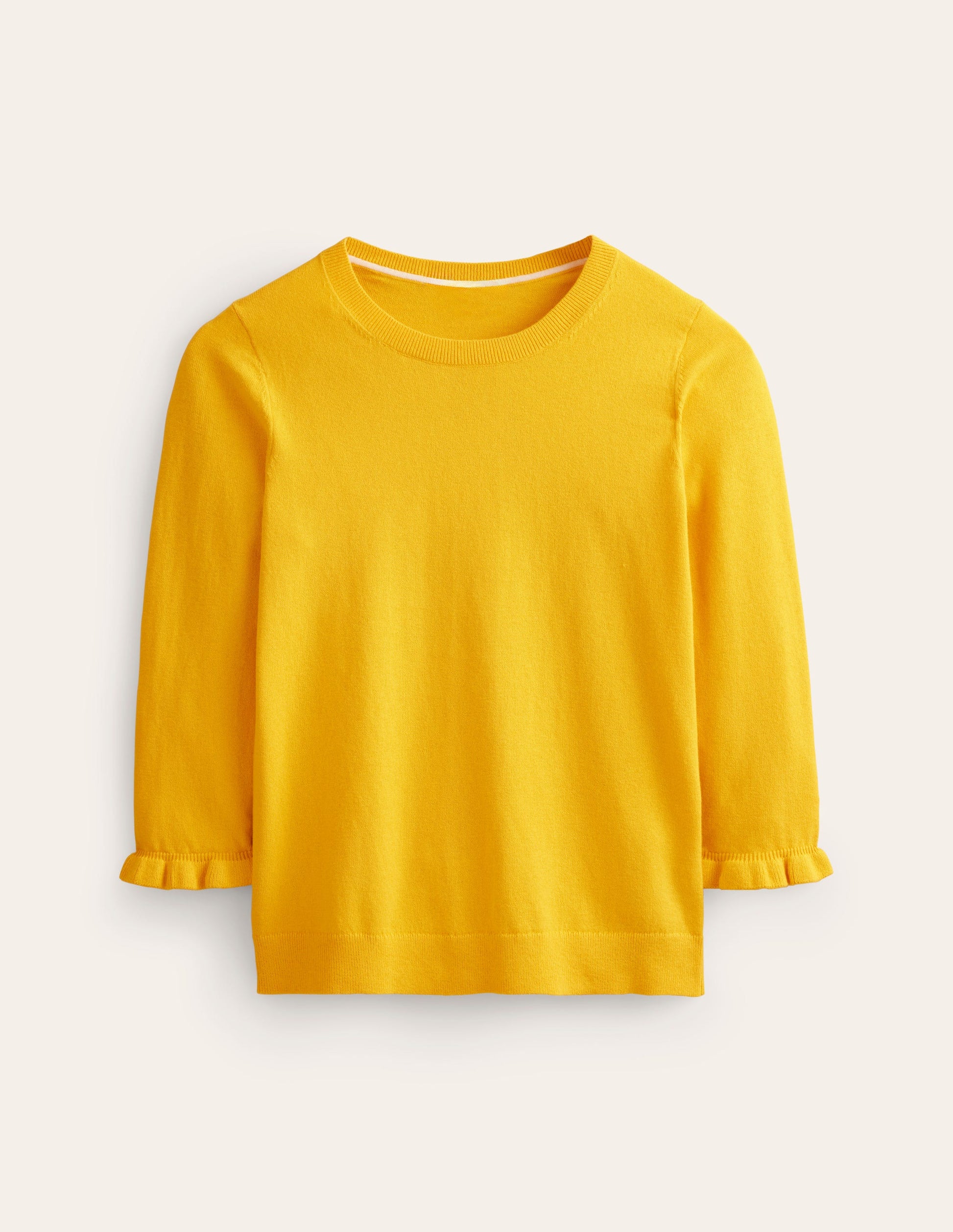 Rüschen-Pullover aus Baumwolle und Merinowolle-Mimosengelb-5