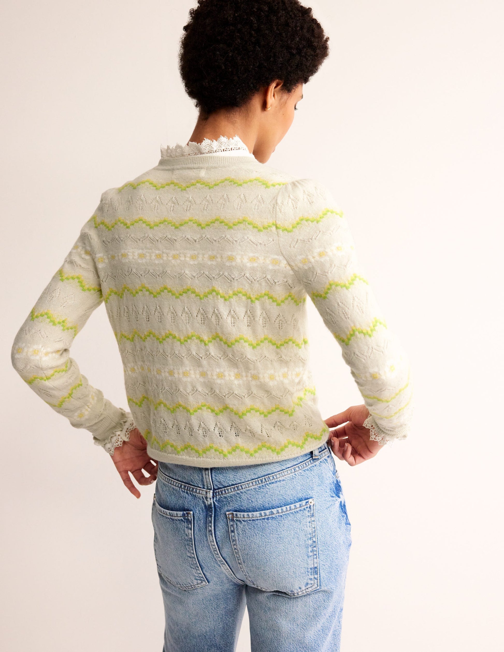 Flauschiger Fair-Isle-Pullover-Haferbeige Meliert-3